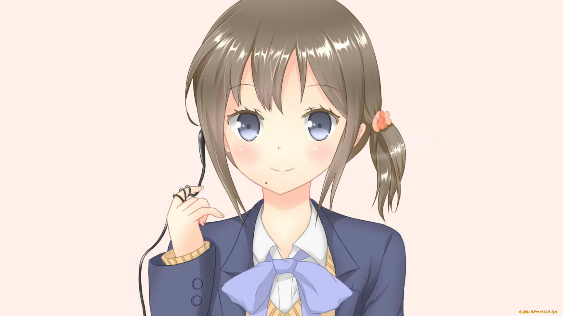 аниме, kokoro, connect, взгляд, девушка, фон