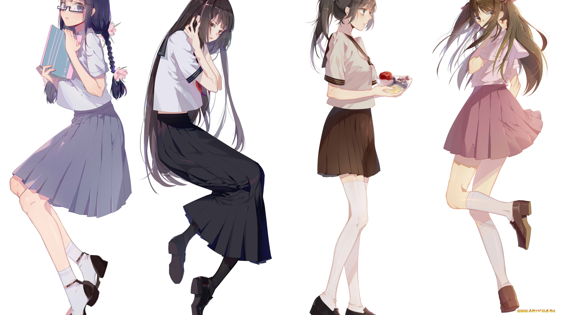 аниме, unknown, , другое, , девушки, взгляд, фон