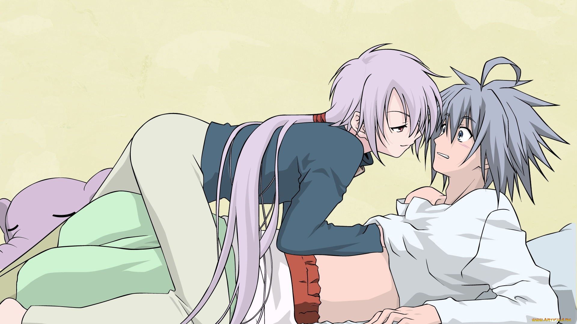 аниме, unknown, , другое, , парни, волосы, постель