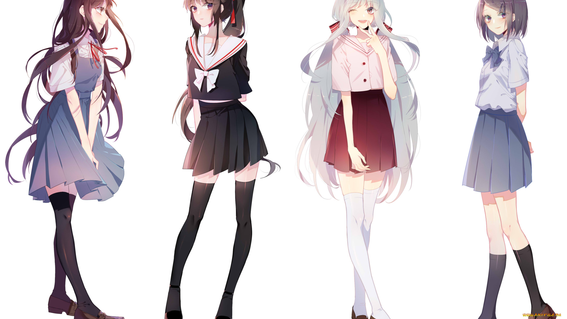 аниме, unknown, , другое, , взгляд, фон, девушки