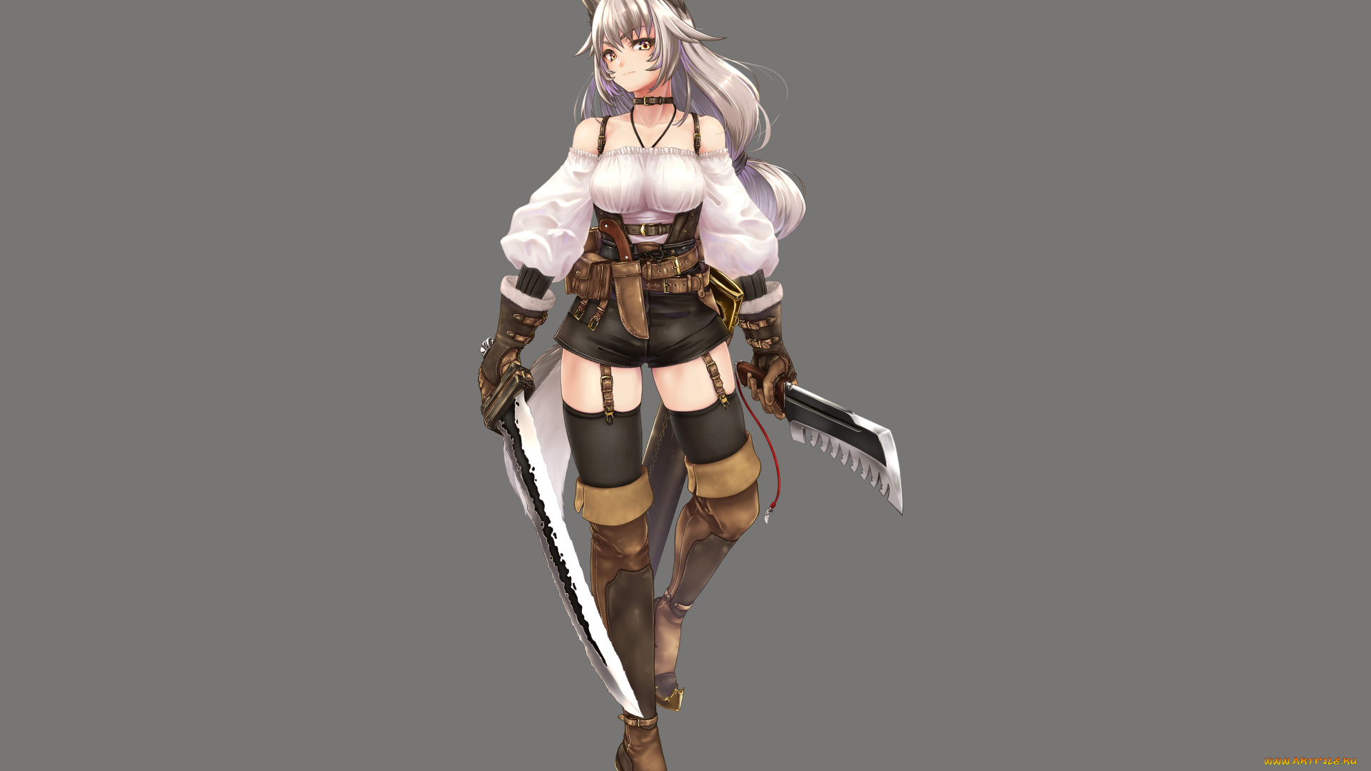 аниме, животные, , существа, фон, взгляд, девушка