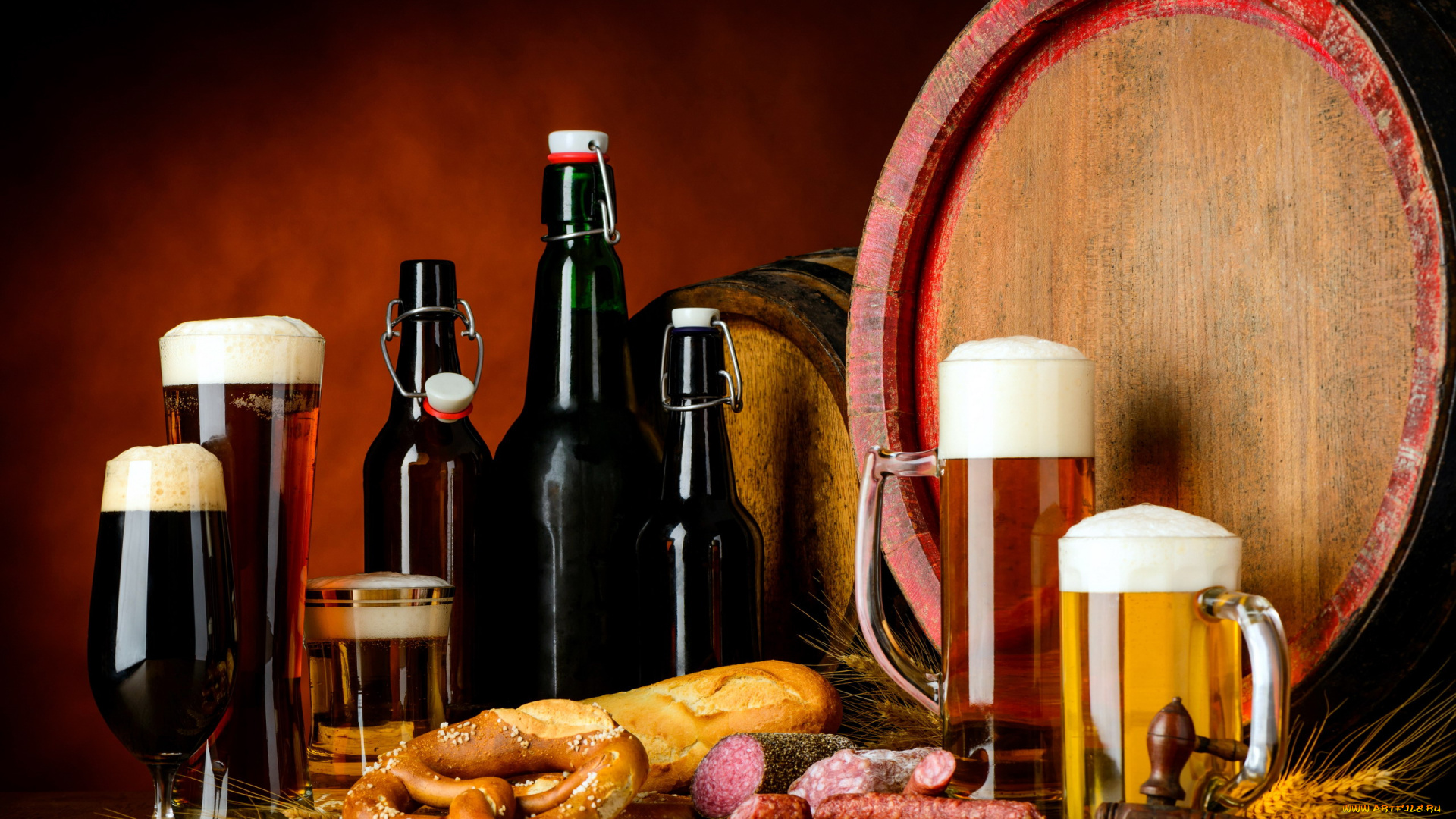еда, напитки, , пиво, бочки, пиво, бокалы, ассорти, закуска, пена