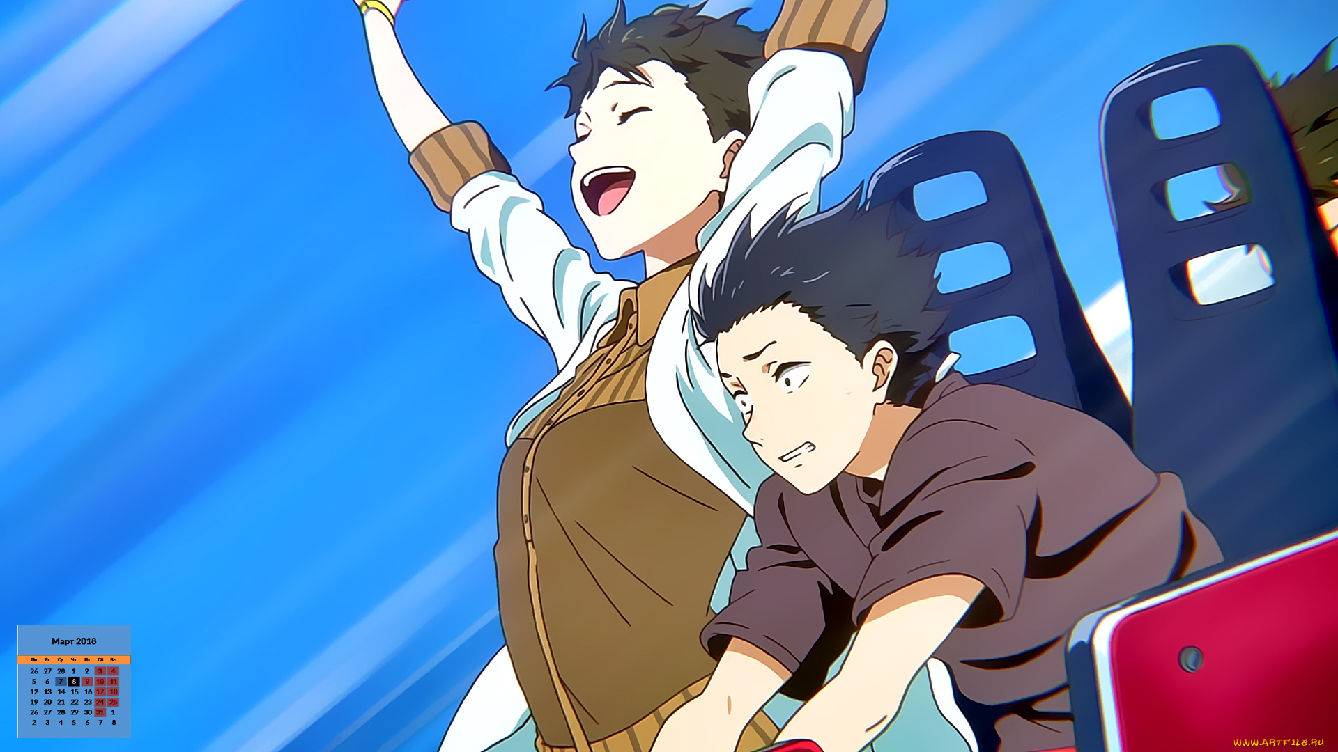 календари, аниме, 2018, взгляд, парень, эмоции