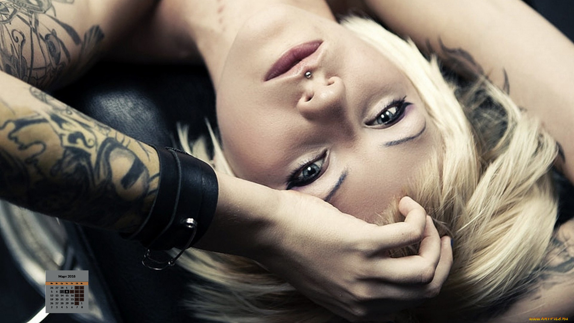 календари, девушки, тату, взгляд, лицо, 2018