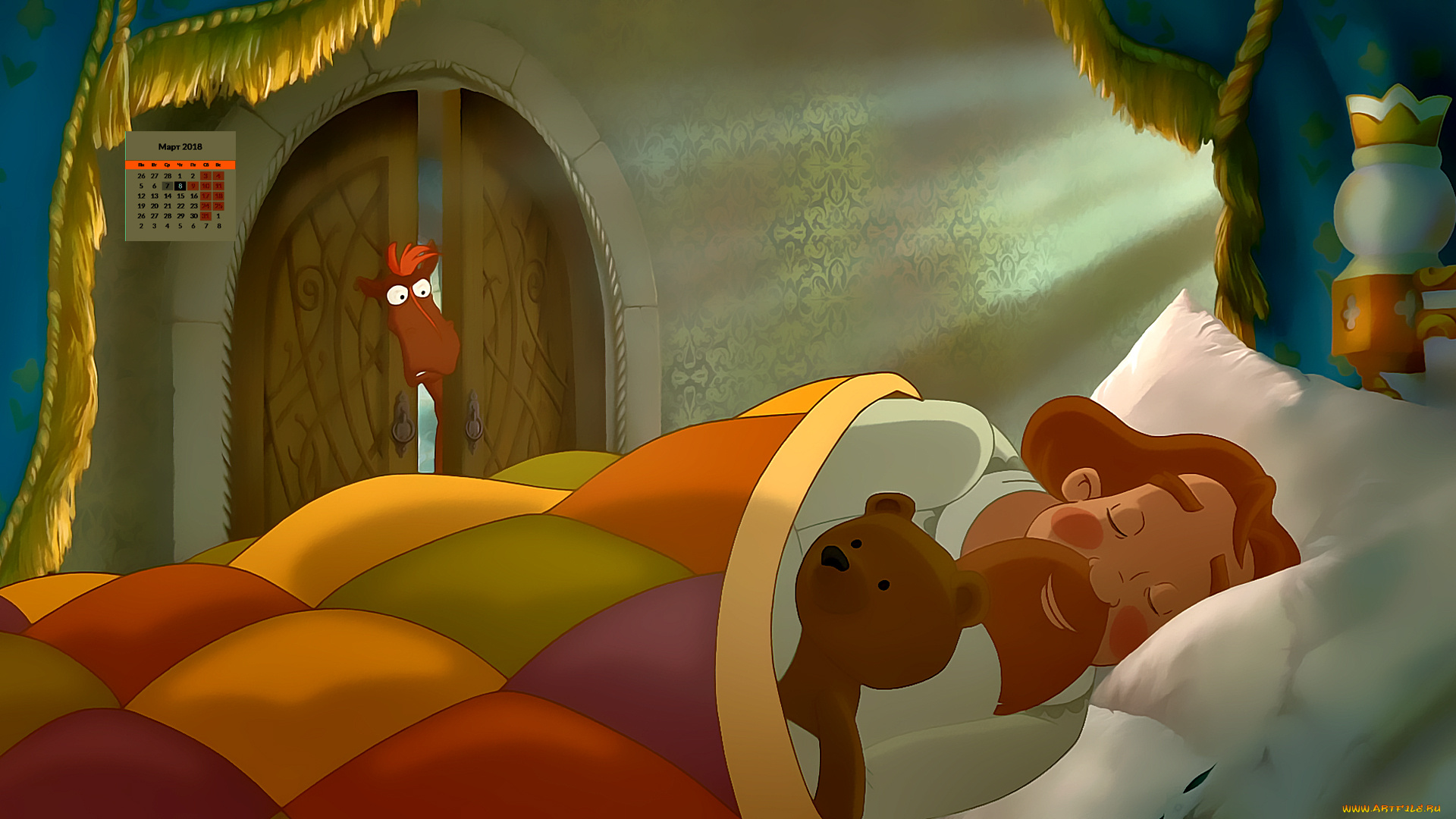 календари, кино, , мультфильмы, 2018, мужчина, игрушка, медведь, сон
