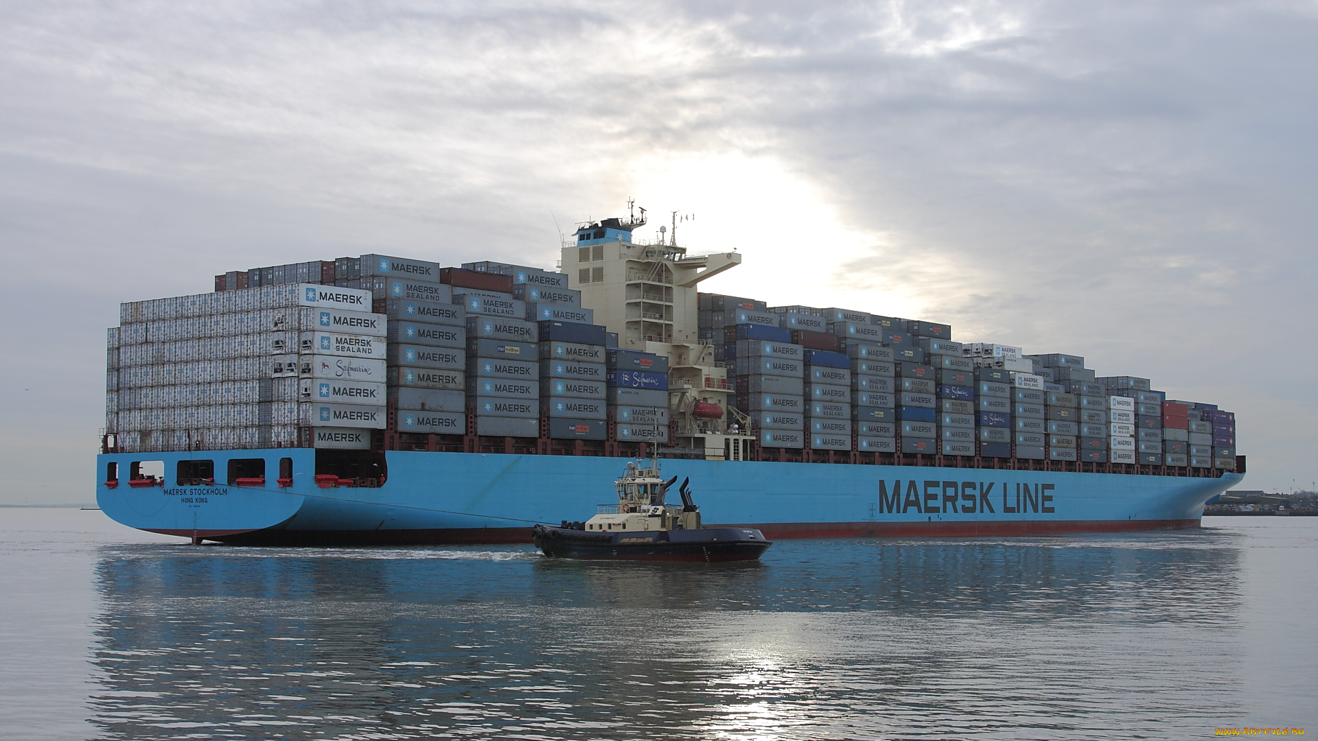 корабли, грузовые, суда, контейнеровоз