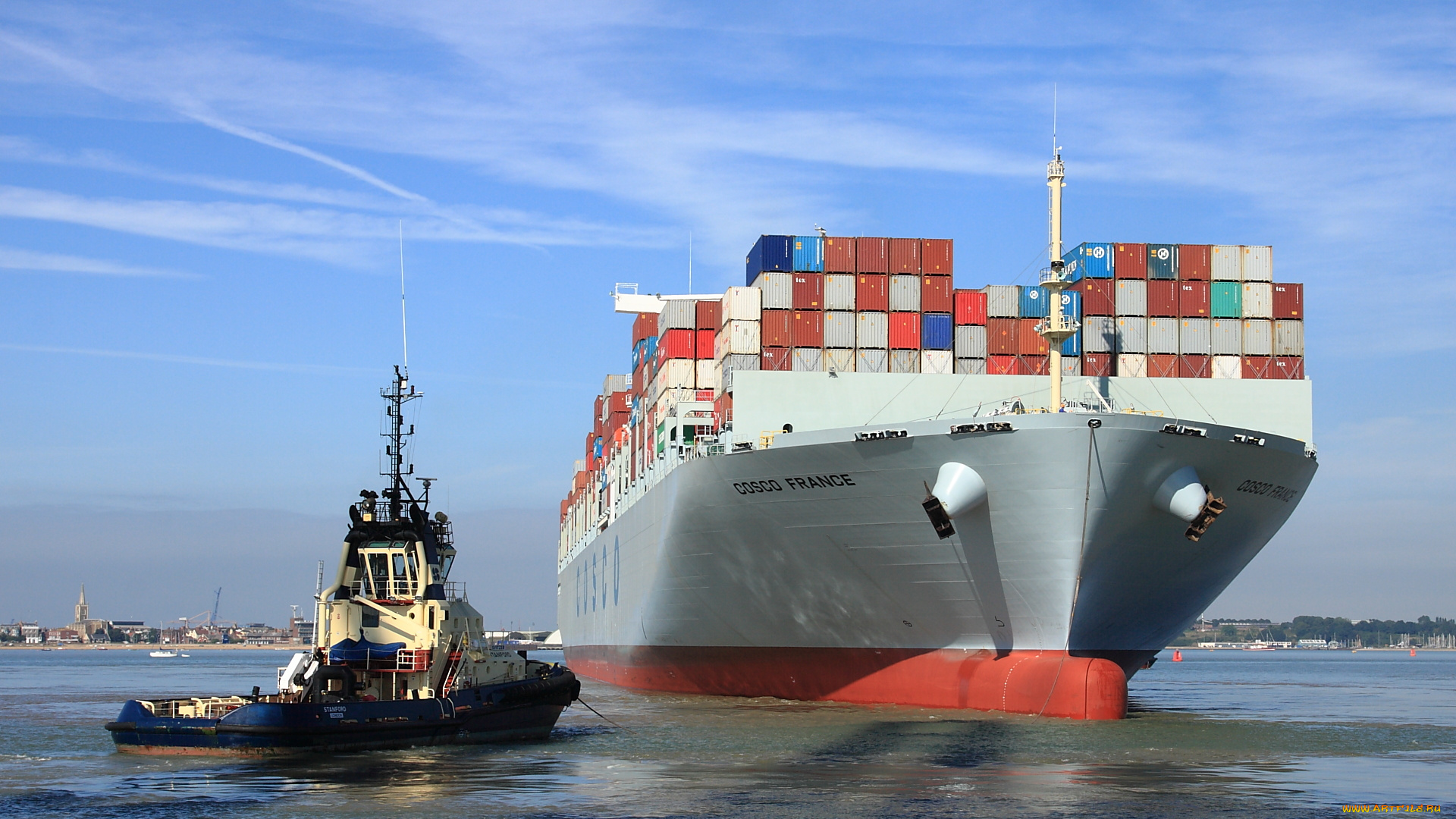 корабли, грузовые, суда, контейнеровоз