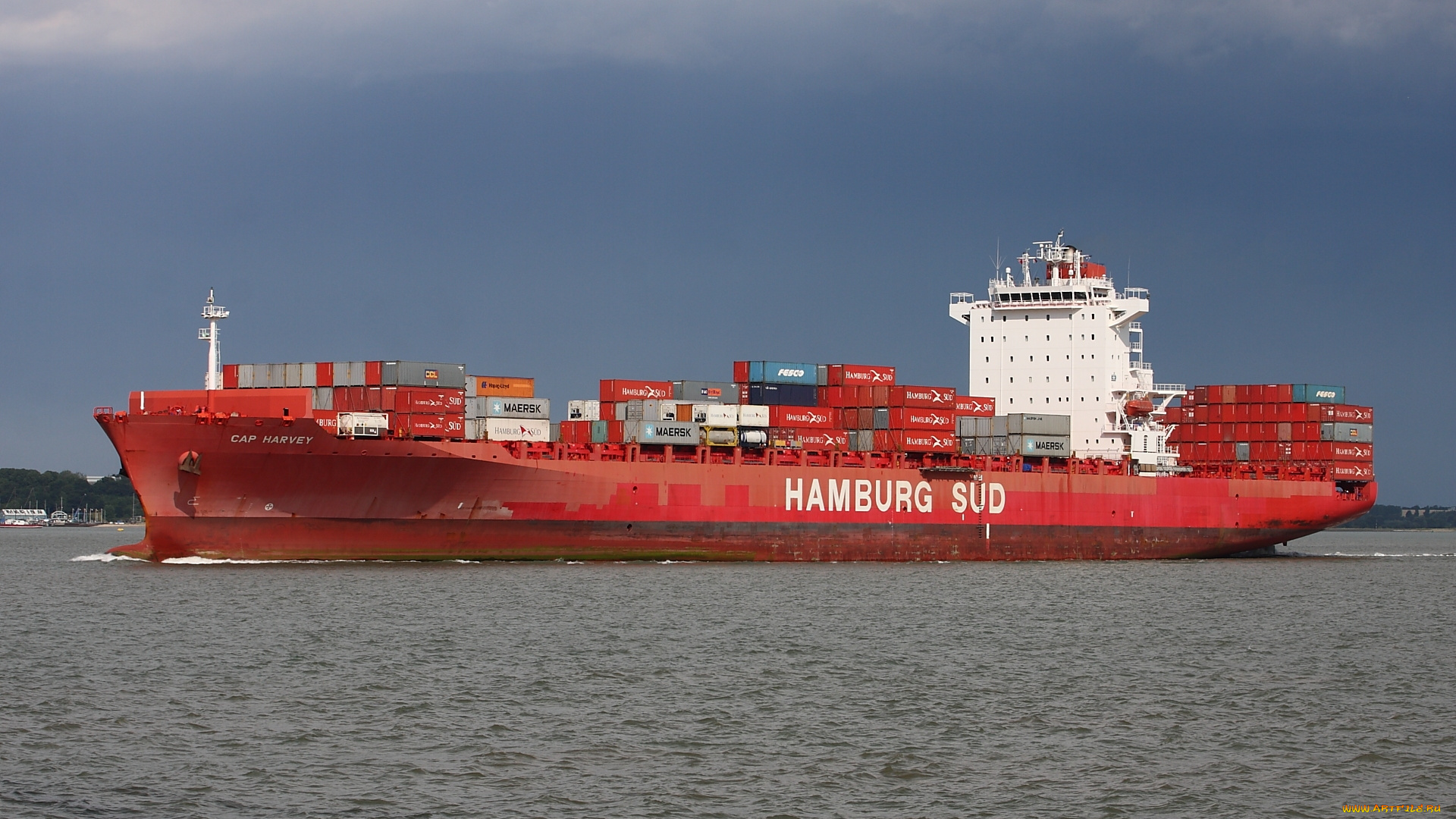 корабли, грузовые, суда, контейнеровоз