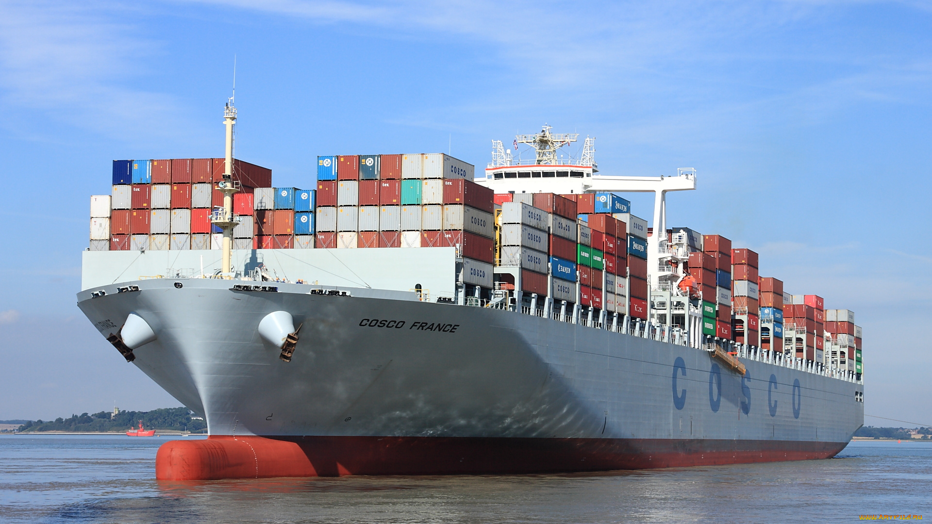 корабли, грузовые, суда, контейнеровоз