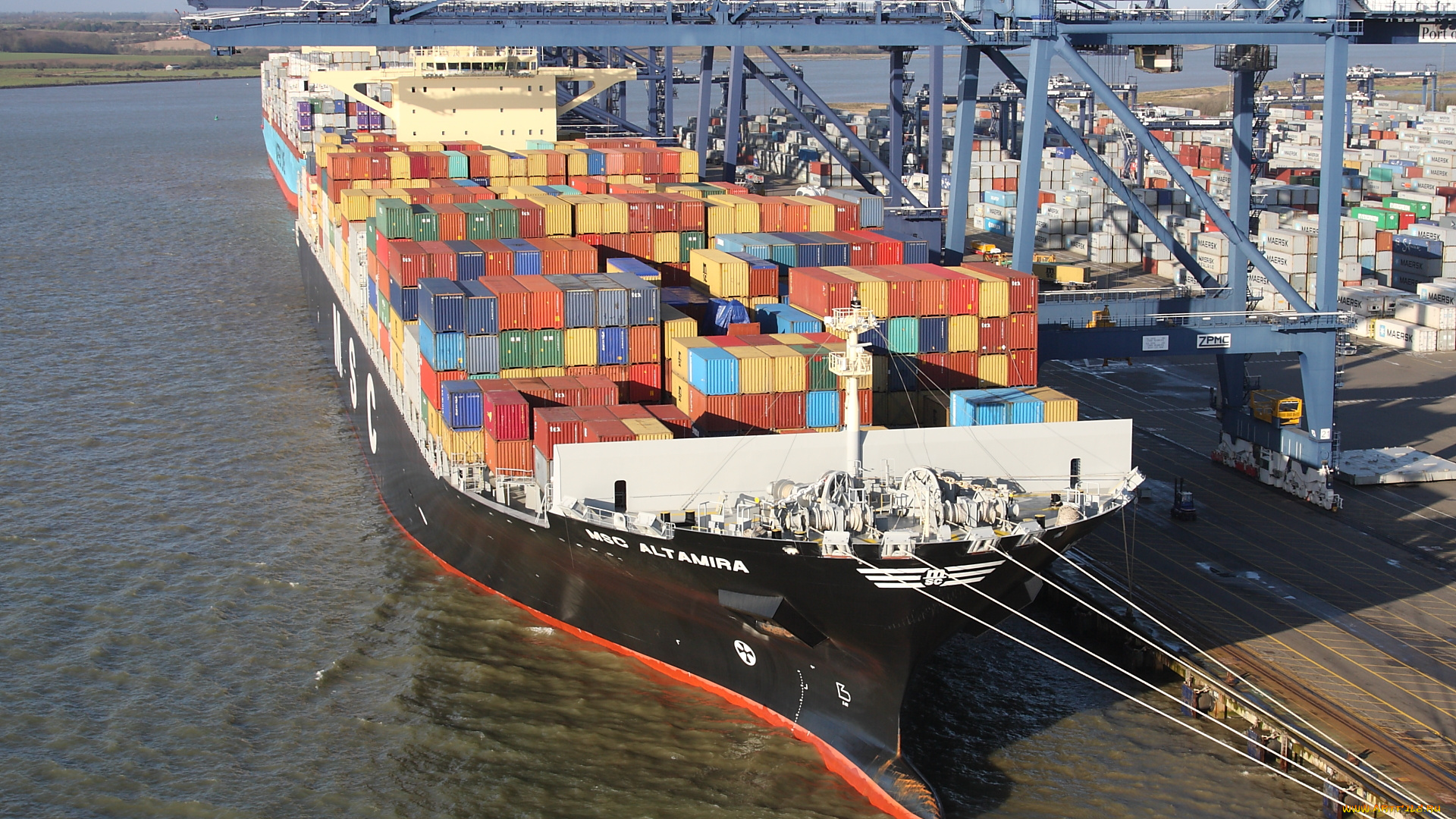 корабли, грузовые, суда, контейнеровоз