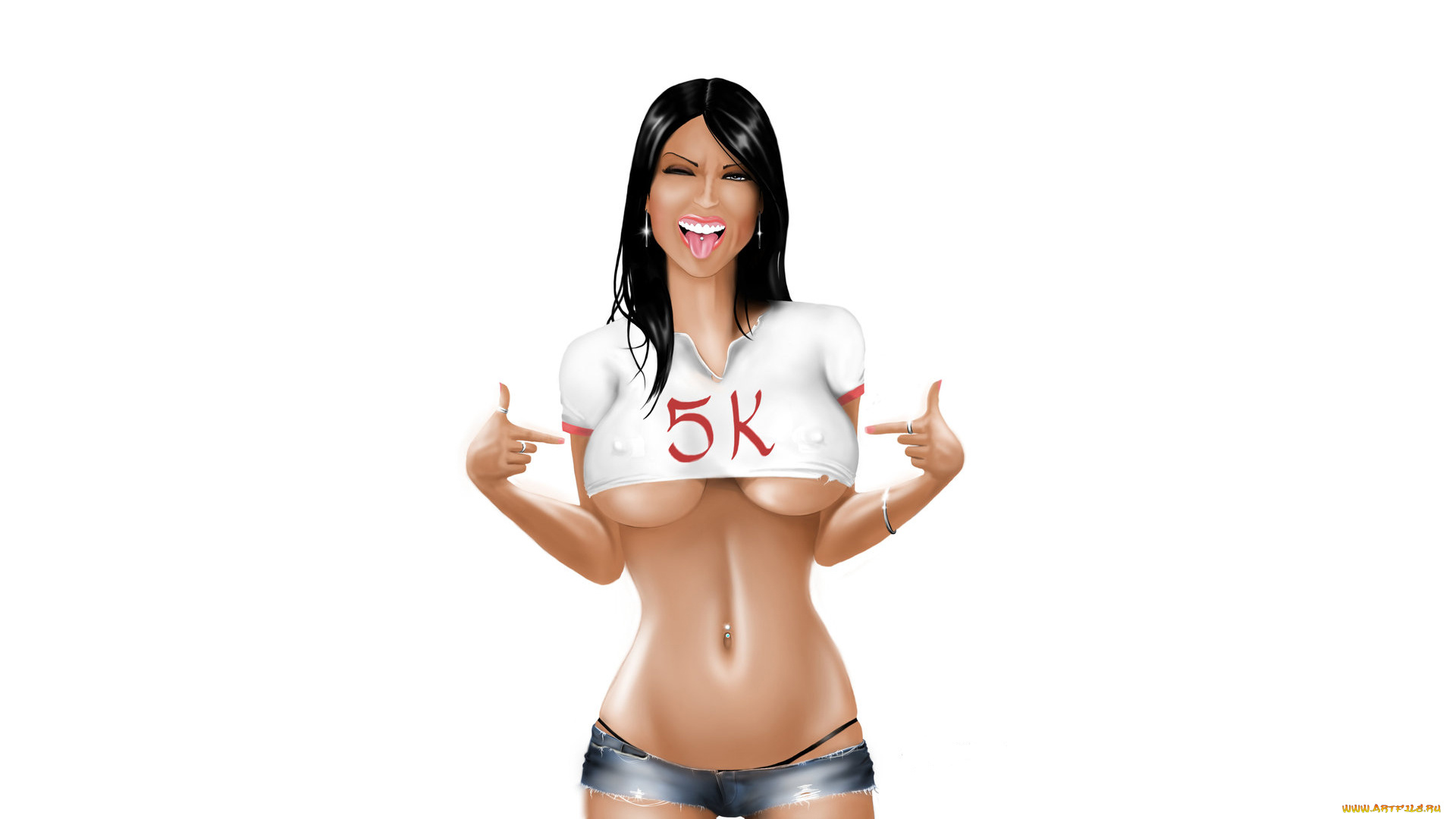 рисованное, люди, улыбка, фон, девушка