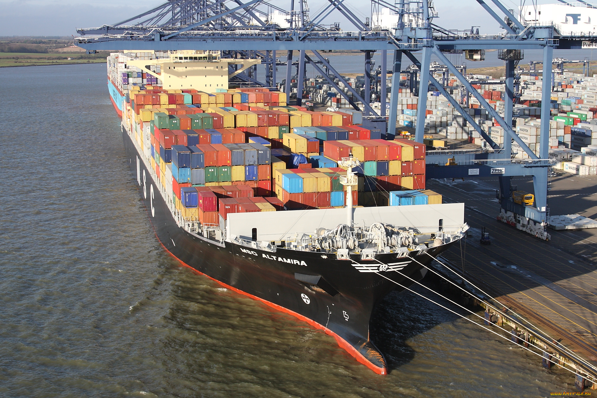 корабли, грузовые, суда, контейнеровоз