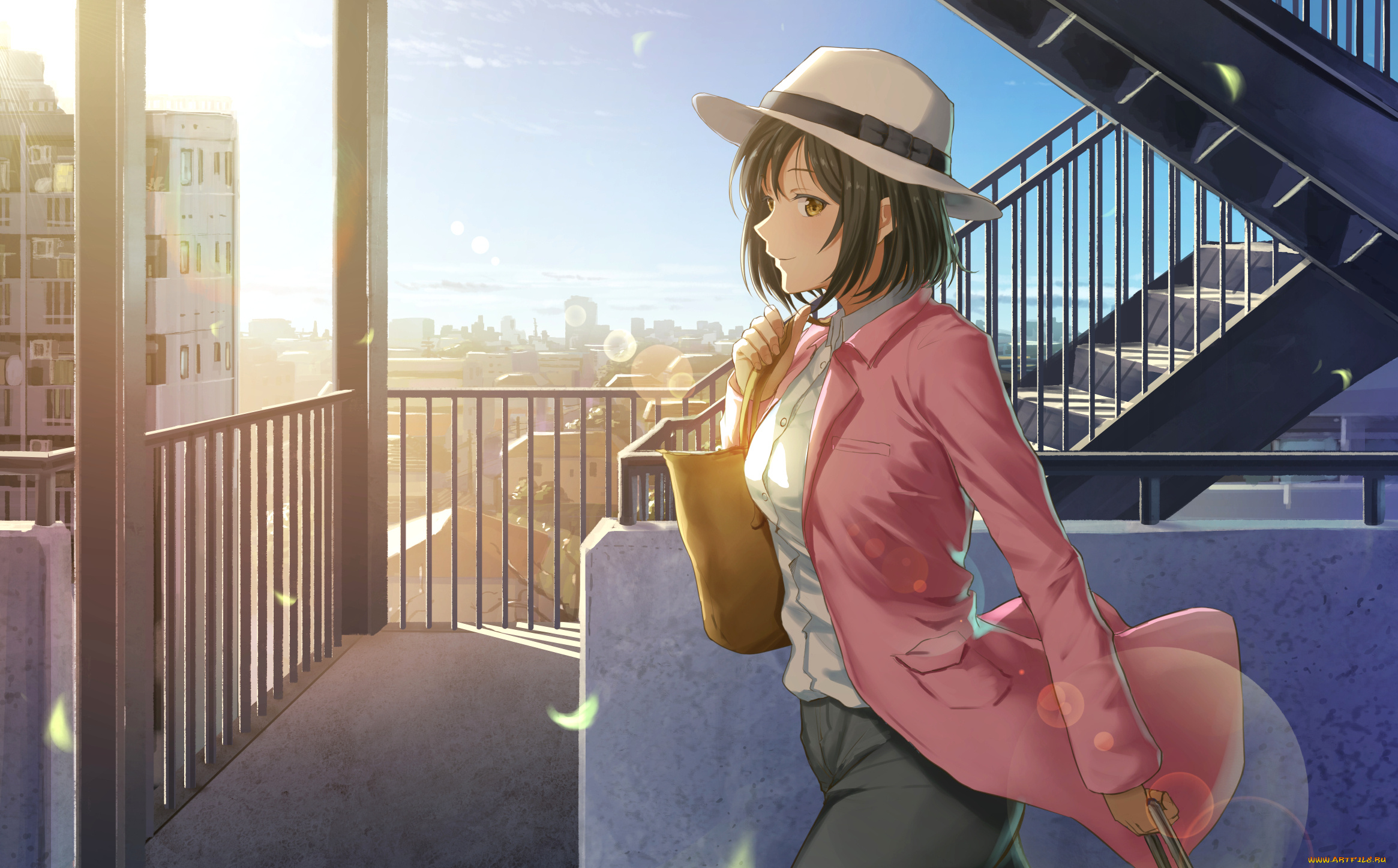 аниме, город, , улицы, , интерьер, , здания, девушка