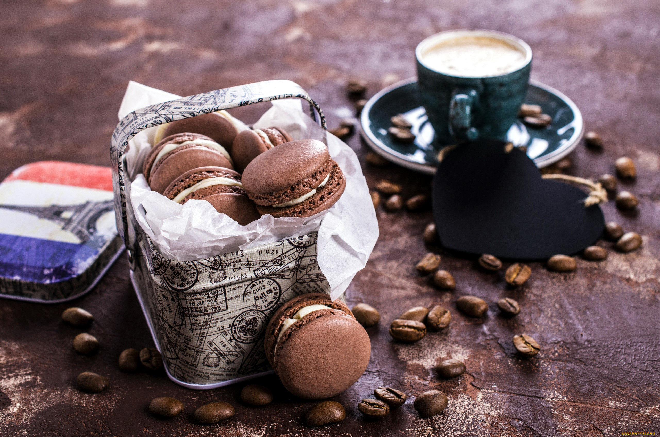 еда, макаруны, печенье, зерна, кофе