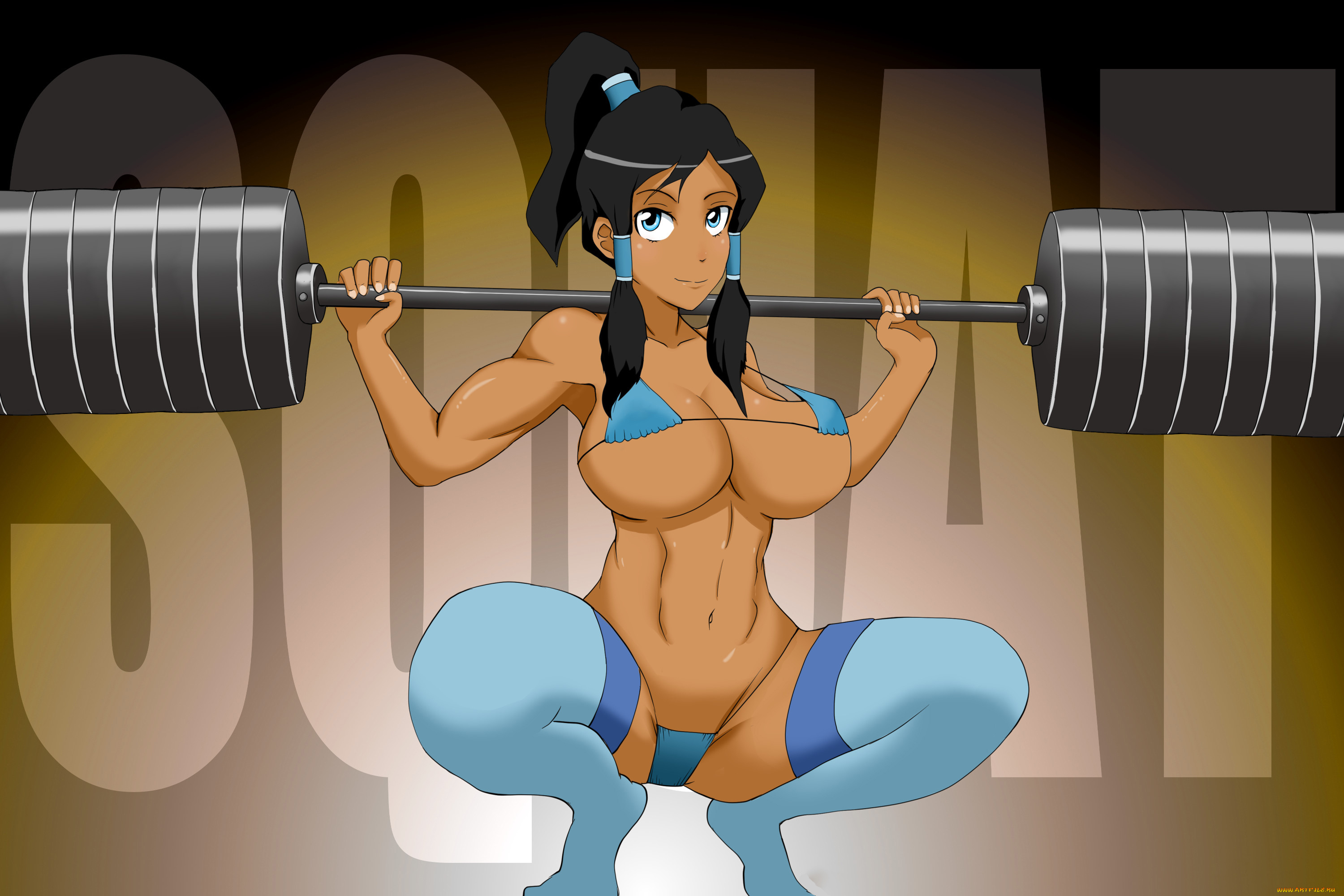 аниме, unknown, , другое, , фон, взгляд, штанга, девушка