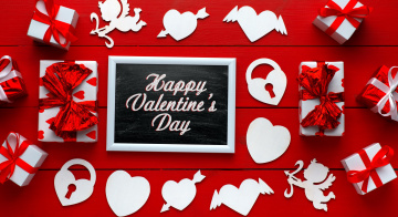 Картинка праздничные день+святого+валентина +сердечки +любовь надпись сердечки подарки