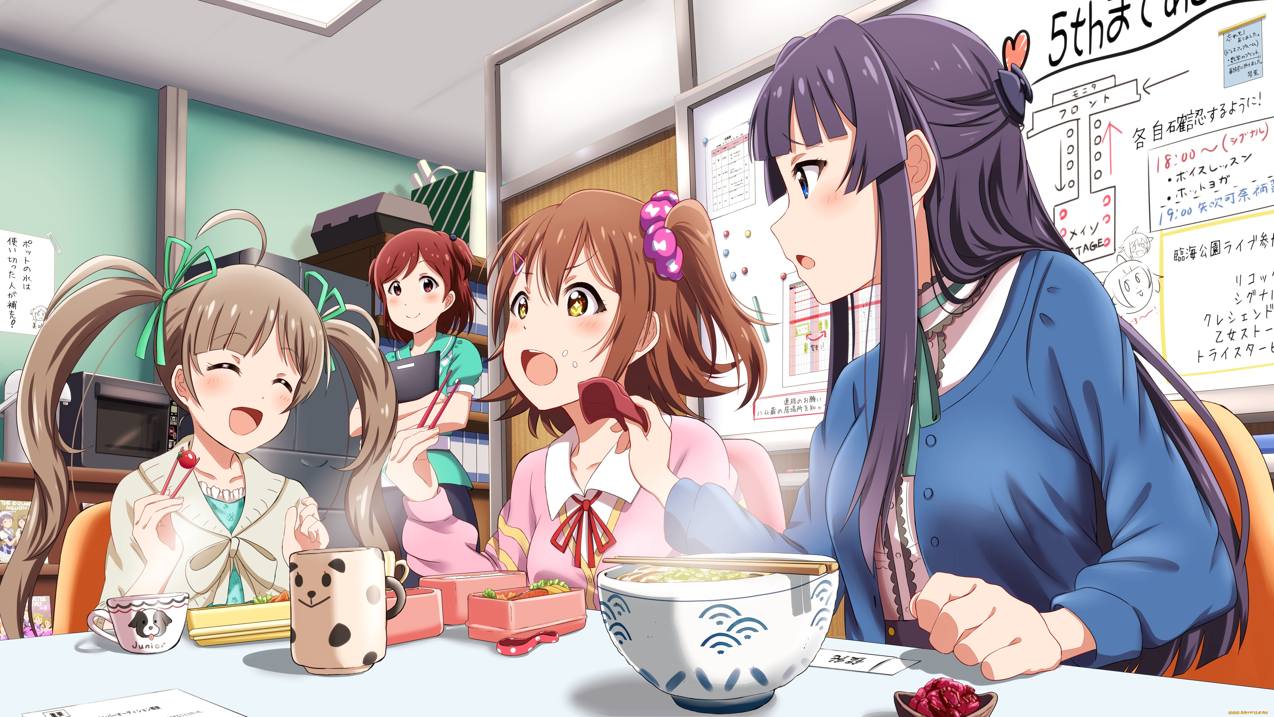 аниме, idolm@ster, взгляд, фон, девушки