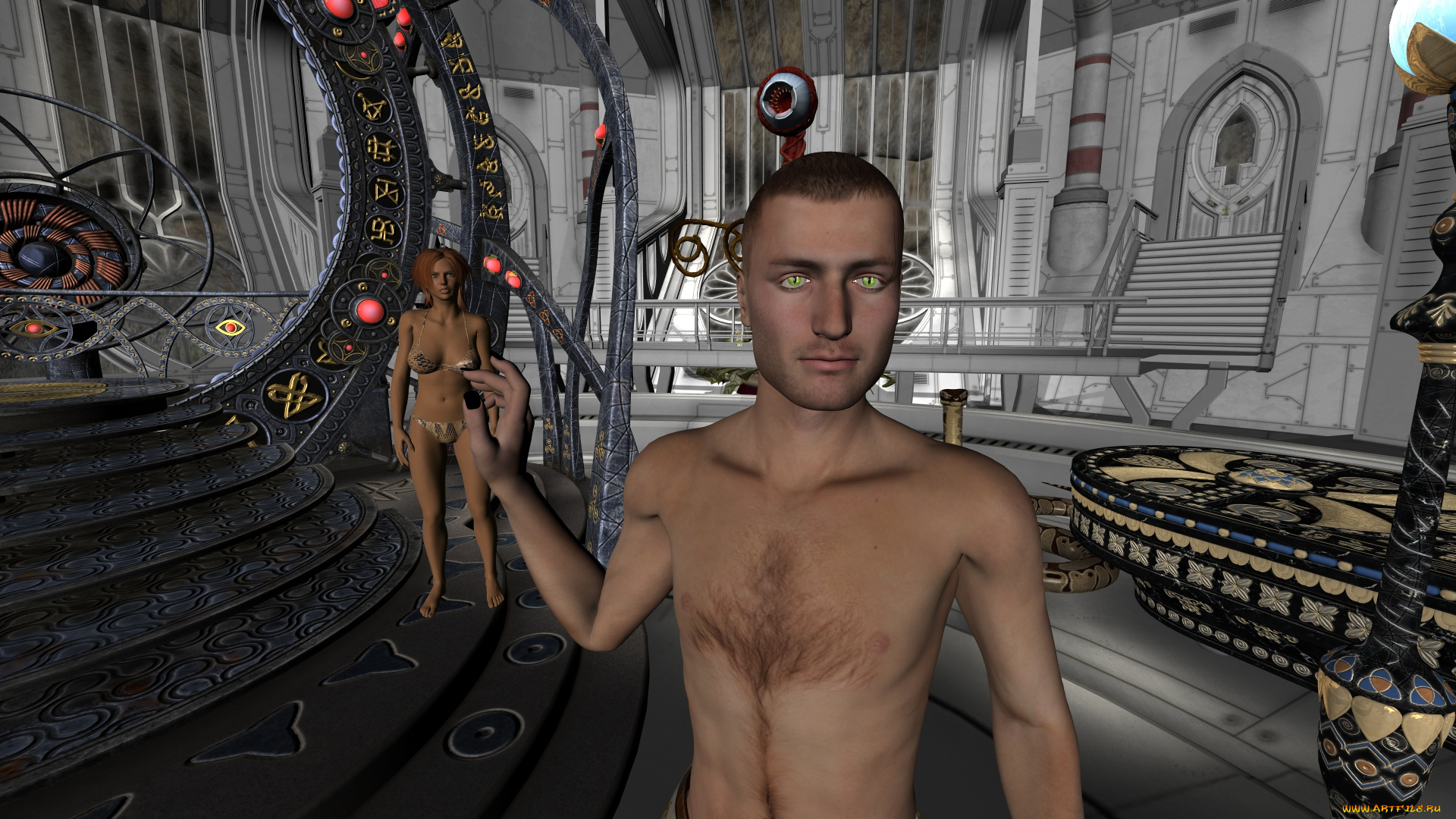 3д, графика, фантазия, , fantasy, демон, фон, взгляд, девушка