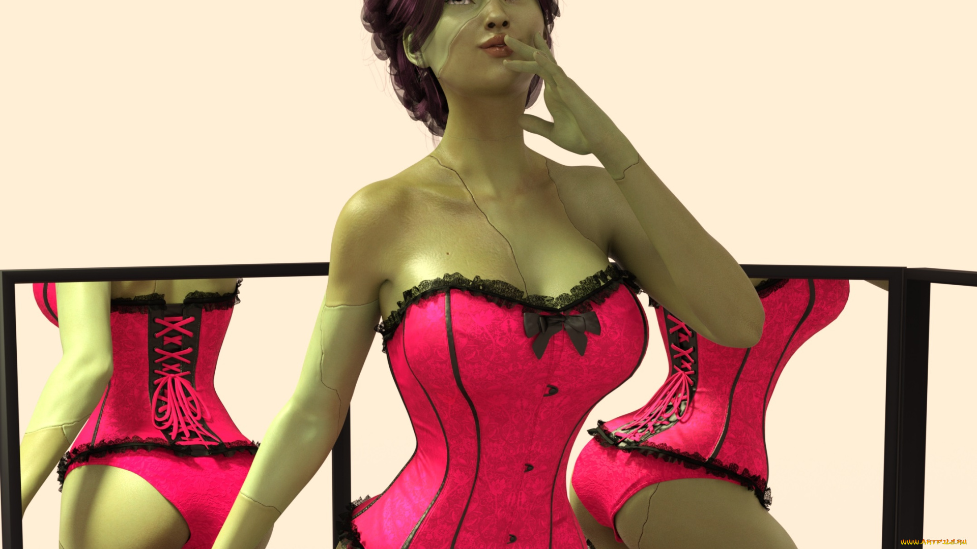 3д, графика, _science, fiction, фон, взгляд, девушка