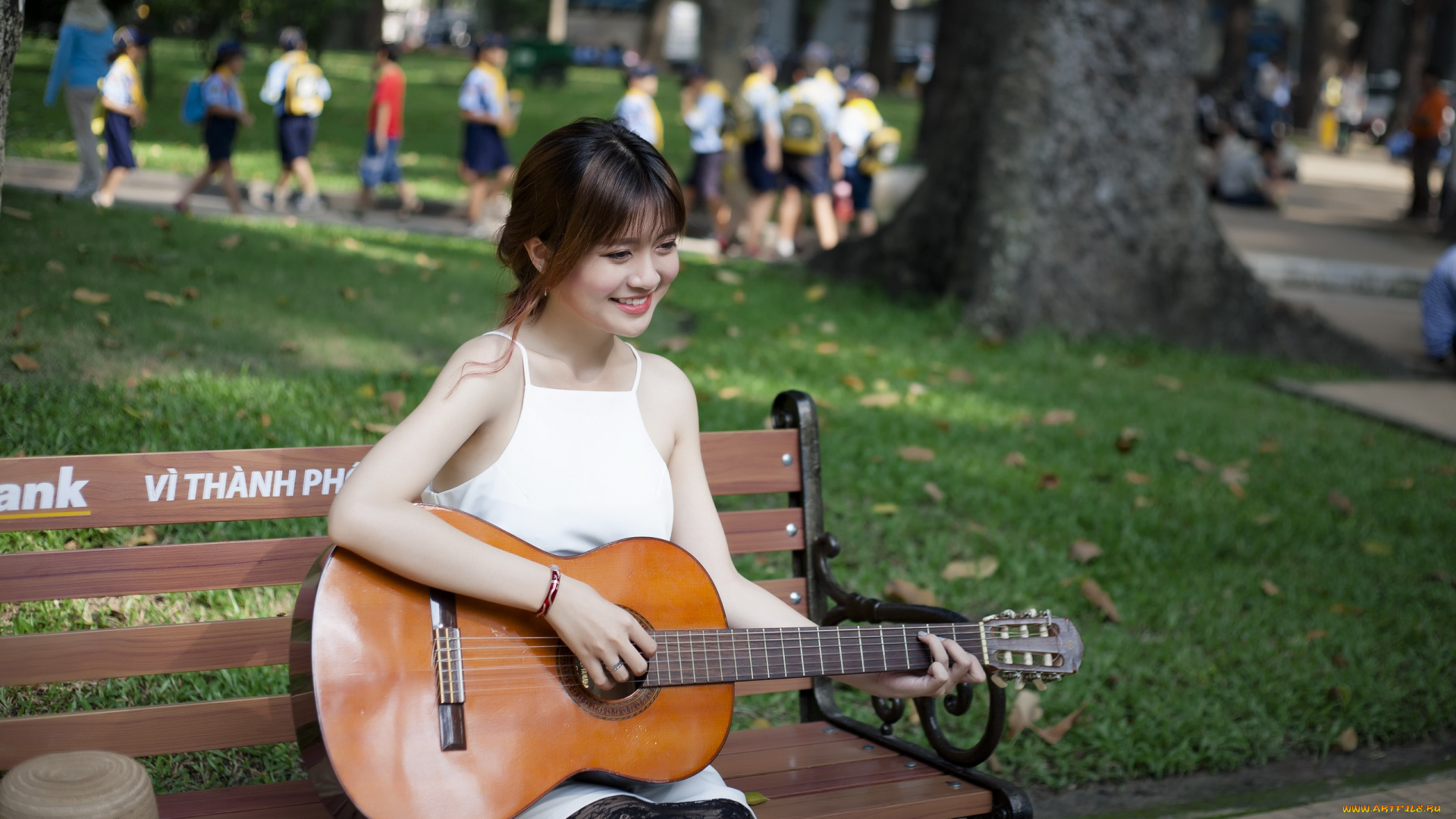 музыка, -другое, гитара, улица, девушка