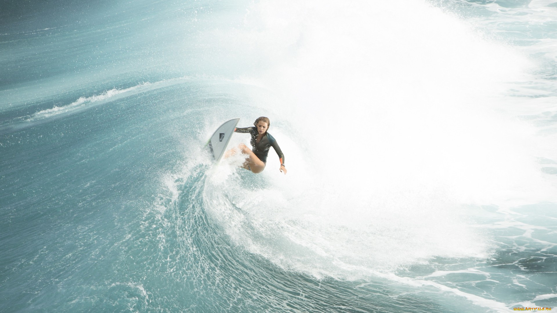 спорт, серфинг, волны, фон, взгляд, девушка