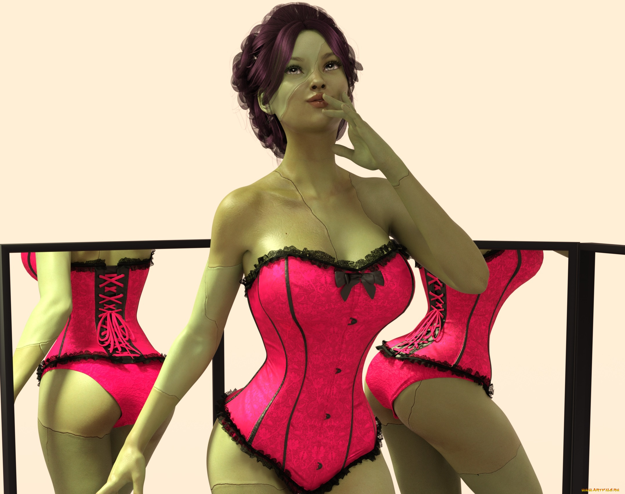 3д, графика, _science, fiction, фон, взгляд, девушка