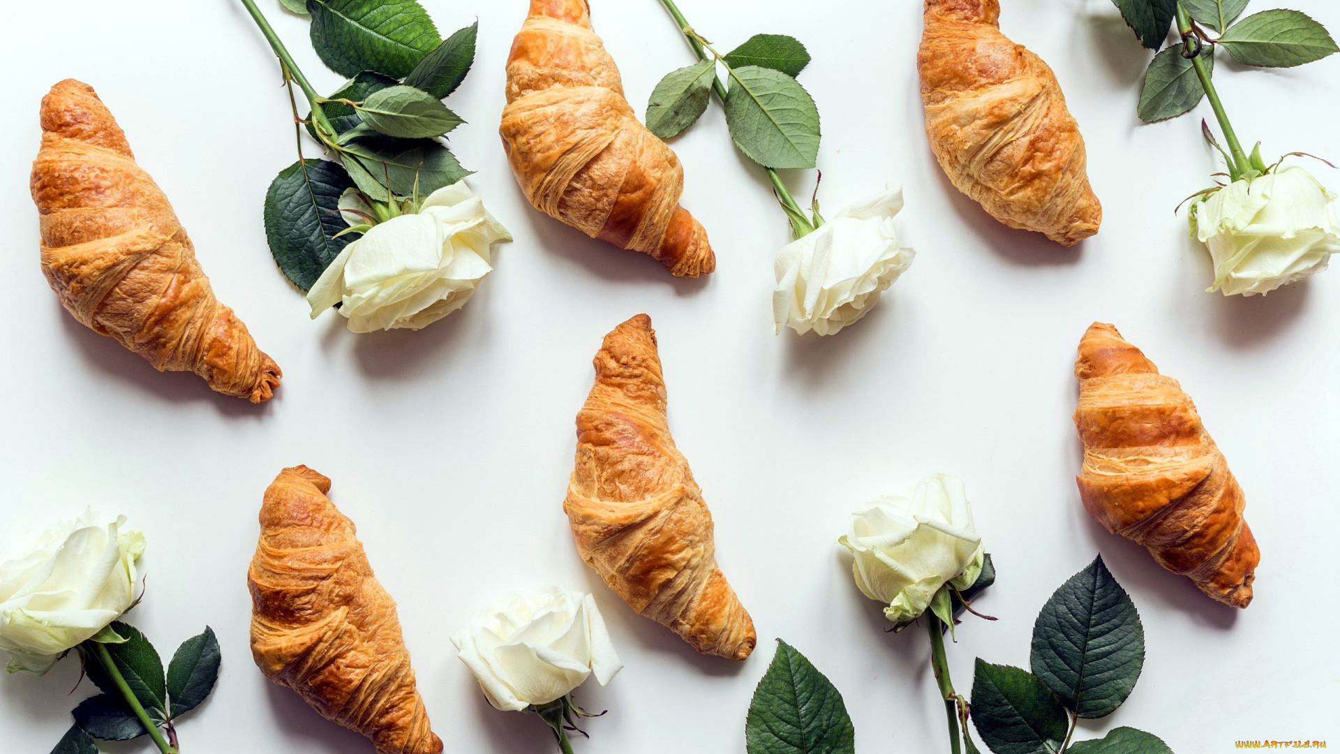 еда, хлеб, , выпечка, розы, круассаны