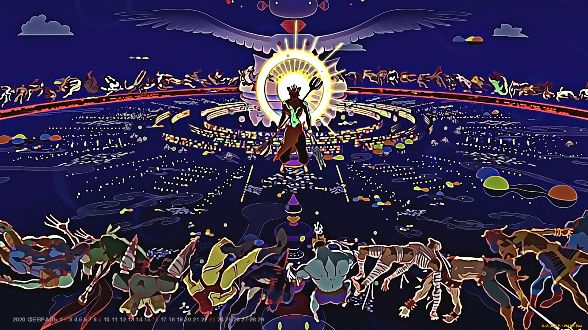 календари, аниме, круг, 2020, calendar, существо, крылья