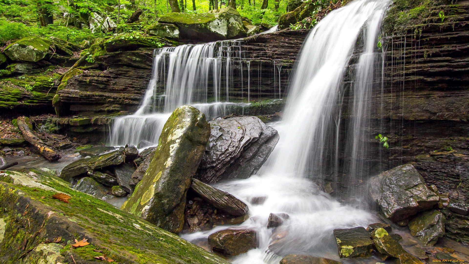 природа, водопады, вода, водопад, поток