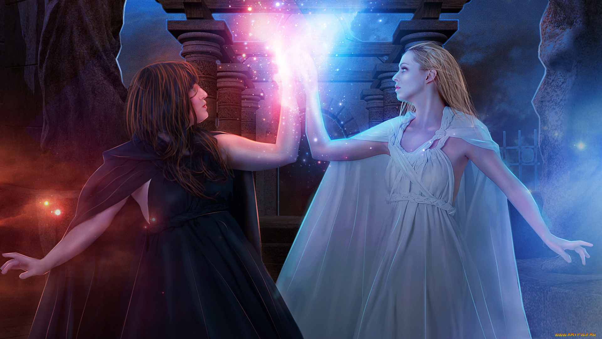 разное, компьютерный, дизайн, фон, девушки, магия
