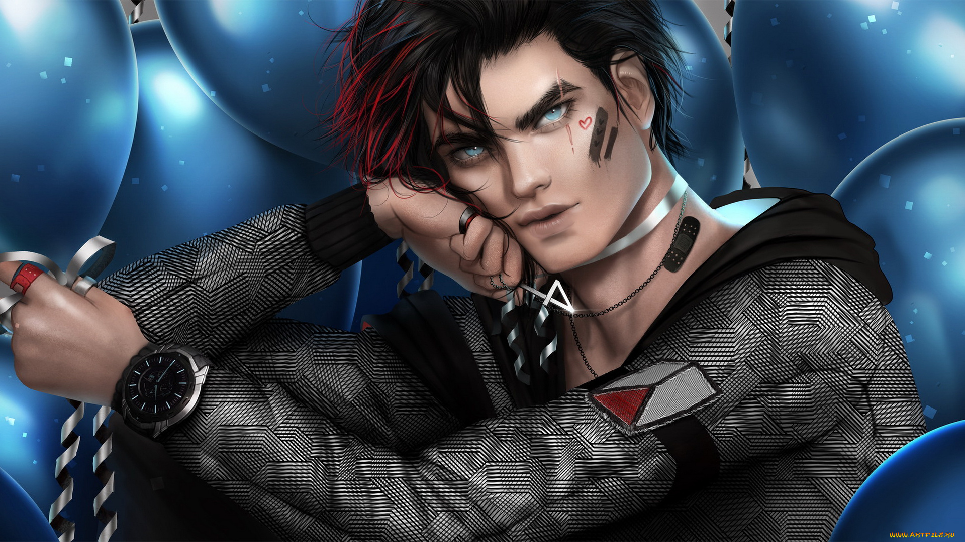 рисованное, комиксы, мужчина, фон, взгляд