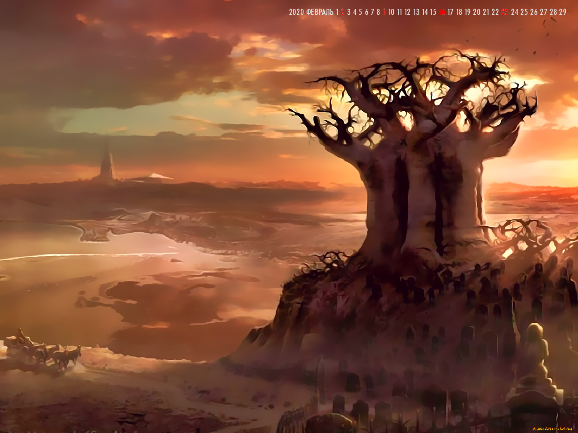 календари, фэнтези, дерево, 2020, природа, calendar