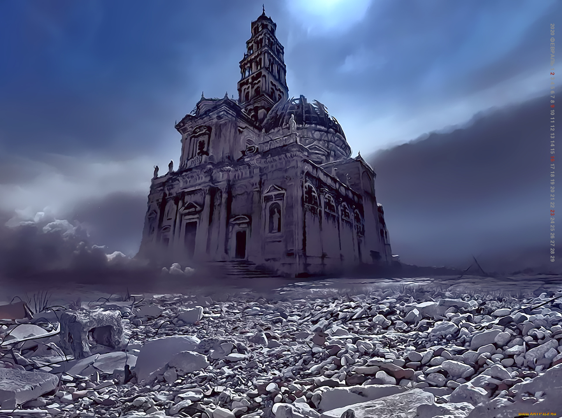 календари, фэнтези, 2020, calendar, архитектура, здание, камень