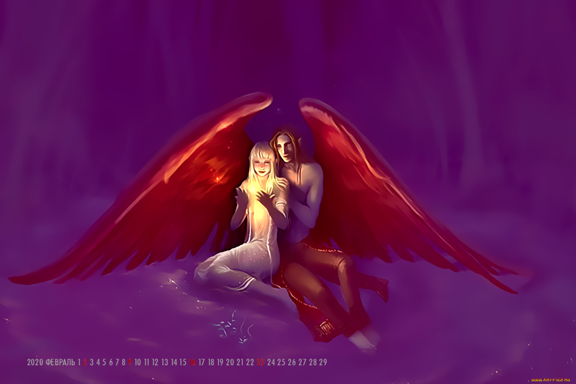календари, фэнтези, 2020, calendar, мужчина, девушка, крылья, ангел