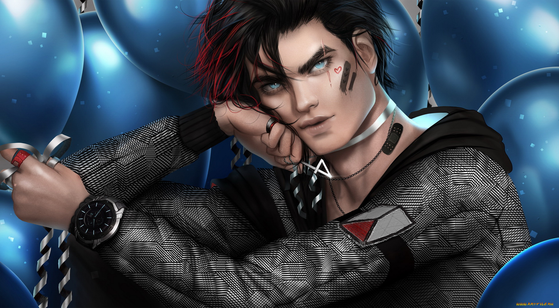 рисованное, комиксы, мужчина, фон, взгляд