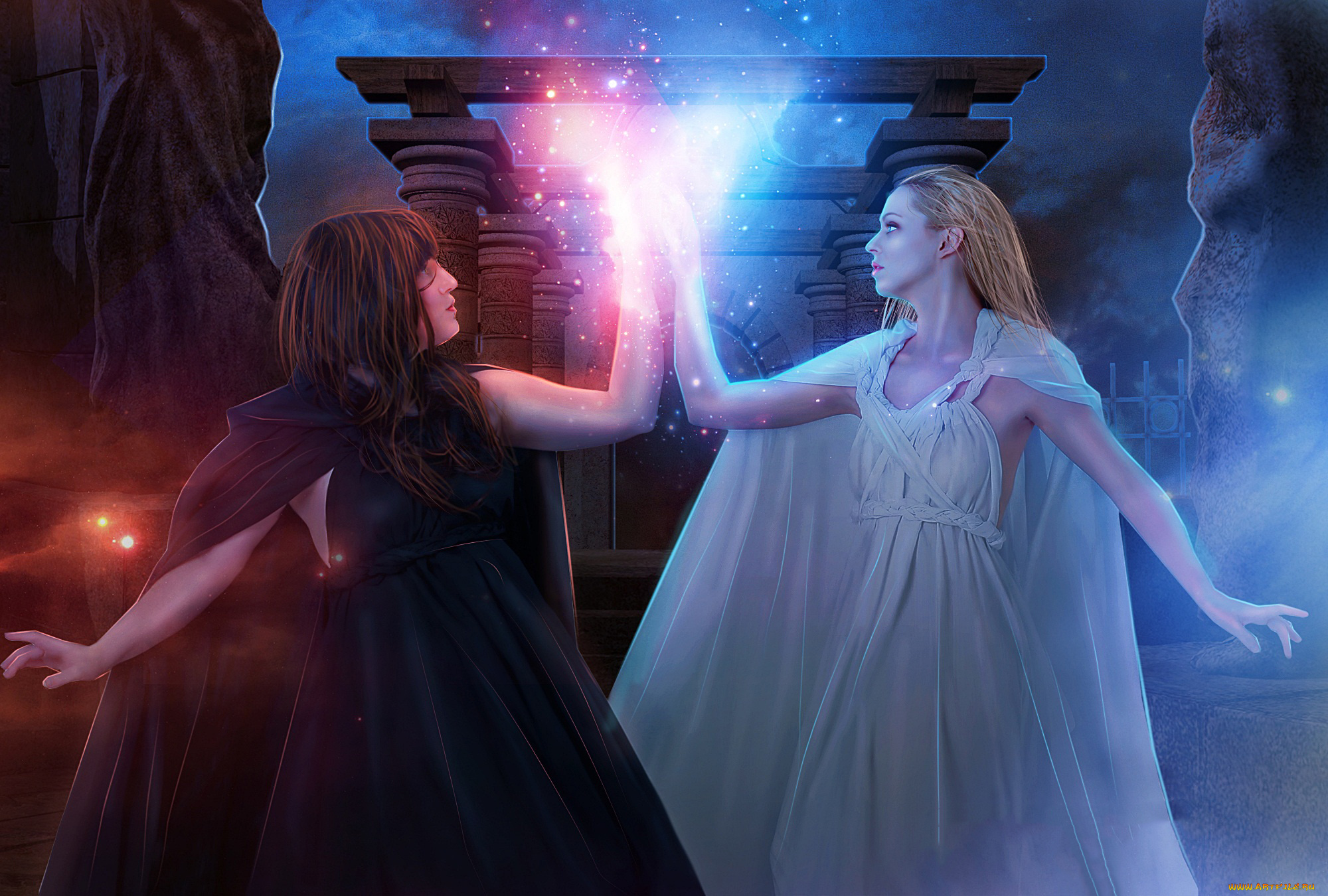 разное, компьютерный, дизайн, фон, девушки, магия
