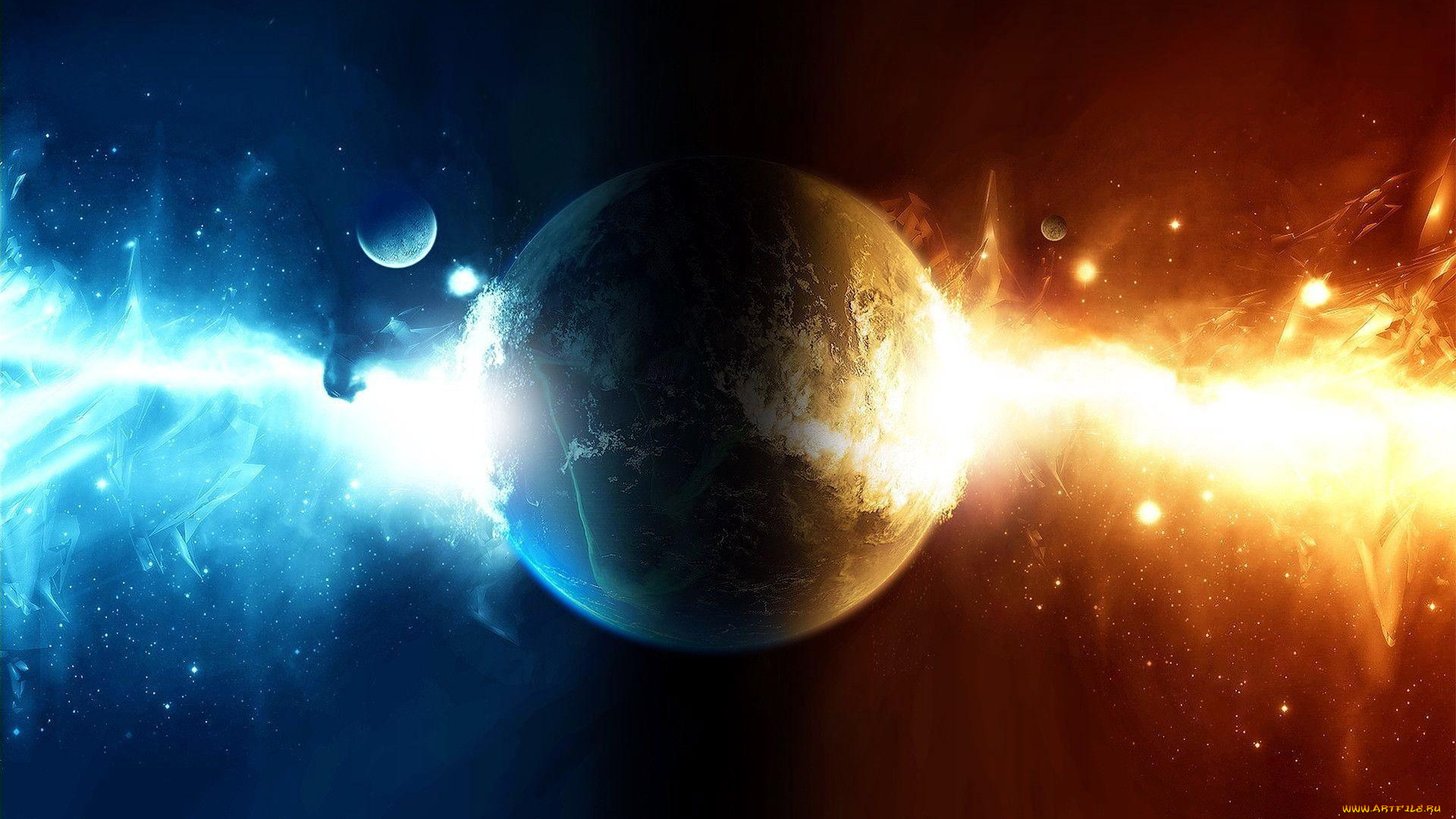 космос, арт, планета, спутники, энергии