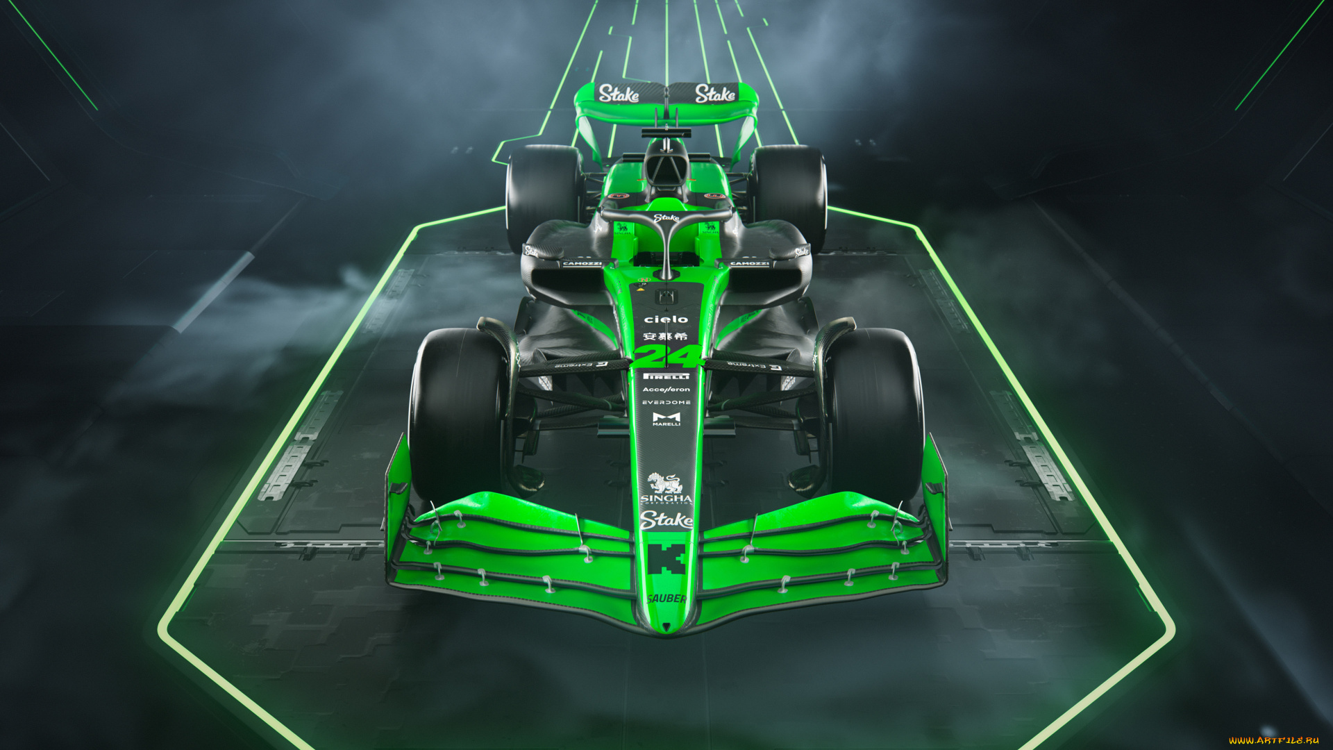 спорт, формула, 1, формула, 1, карбон, formula, болид, sauber, race, car, bolide, green, light, монокок, гоночный, автомобиль, 2024, c44, black, and, monocoque, carbon, fiber, чёрно, зелёный