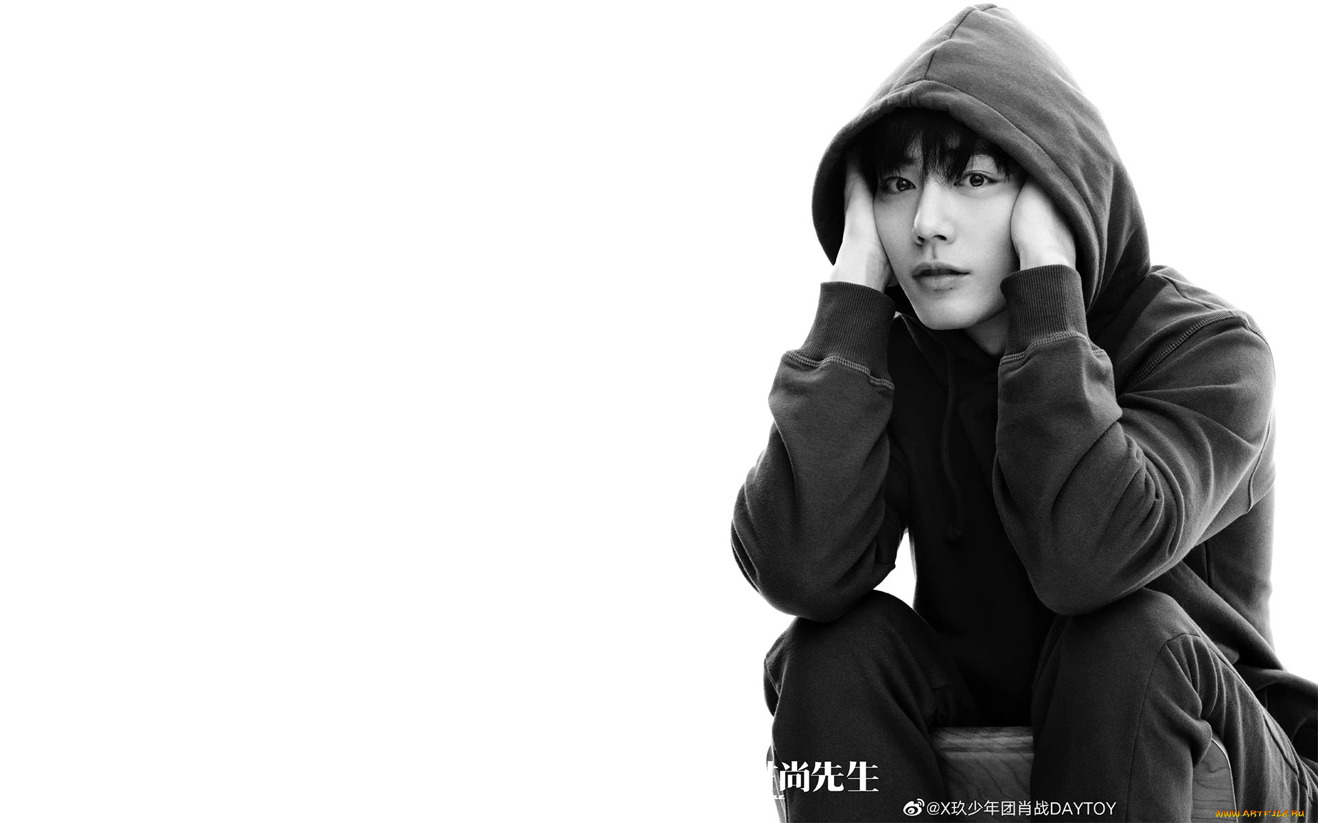 мужчины, xiao, zhan, актер, толстовка, капюшон