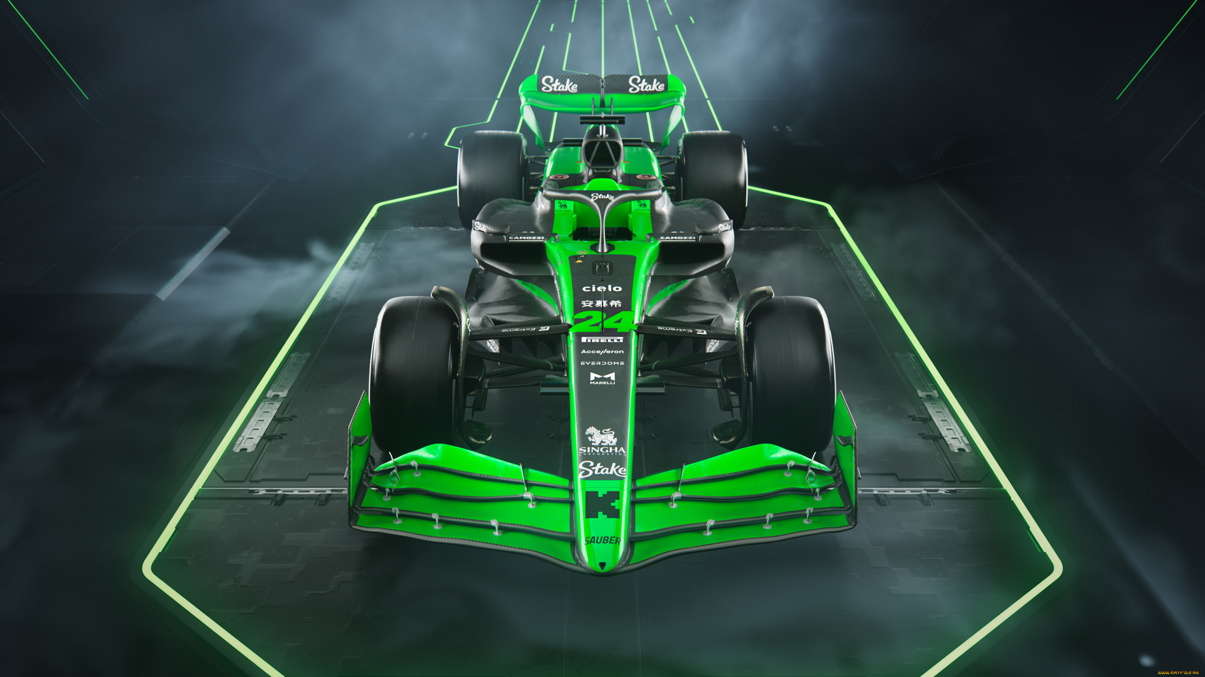 спорт, формула, 1, формула, 1, карбон, formula, болид, sauber, race, car, bolide, green, light, монокок, гоночный, автомобиль, 2024, c44, black, and, monocoque, carbon, fiber, чёрно, зелёный