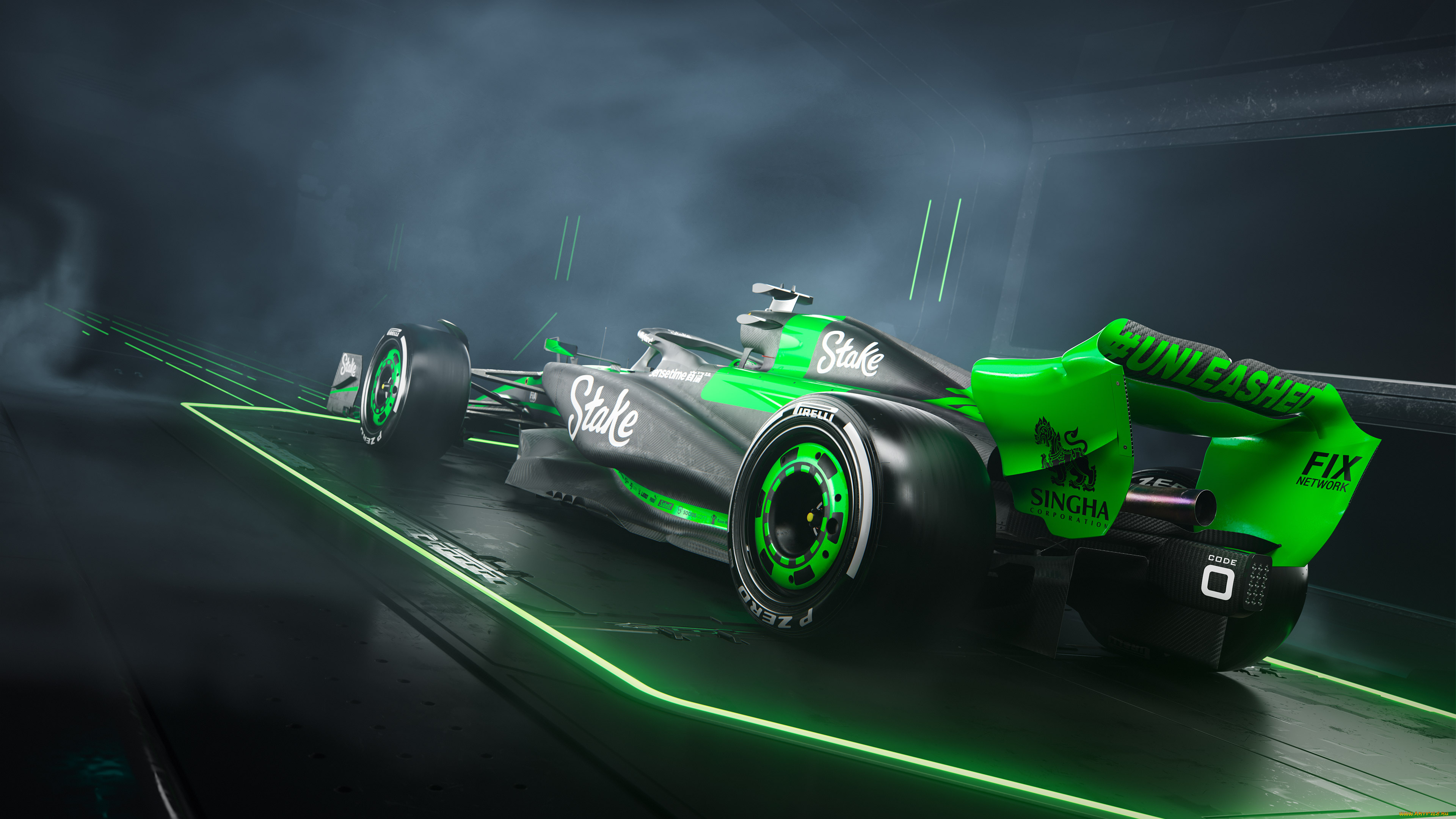 спорт, формула, 1, формула, 1, карбон, formula, болид, sauber, race, car, bolide, green, light, монокок, гоночный, автомобиль, 2024, c44, black, and, monocoque, carbon, fiber, чёрно, зелёный