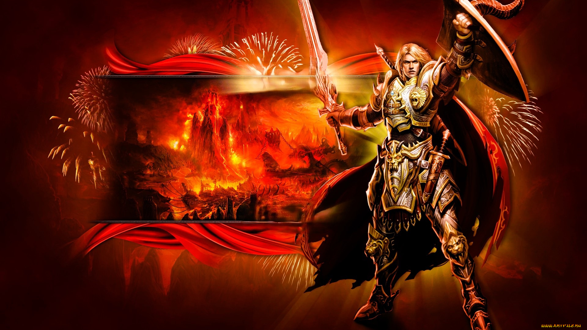 видео, игры, mummy, online, воин, меч, щит, доспехи, салют, война, огонь