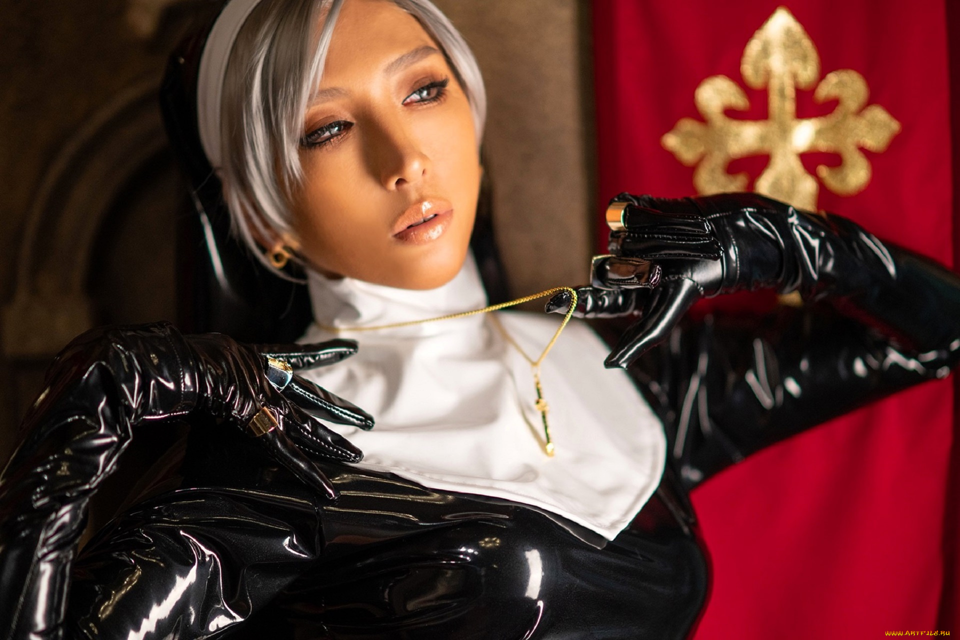 девушки, nonsummerjack, образ, костюм, косплей, монашка