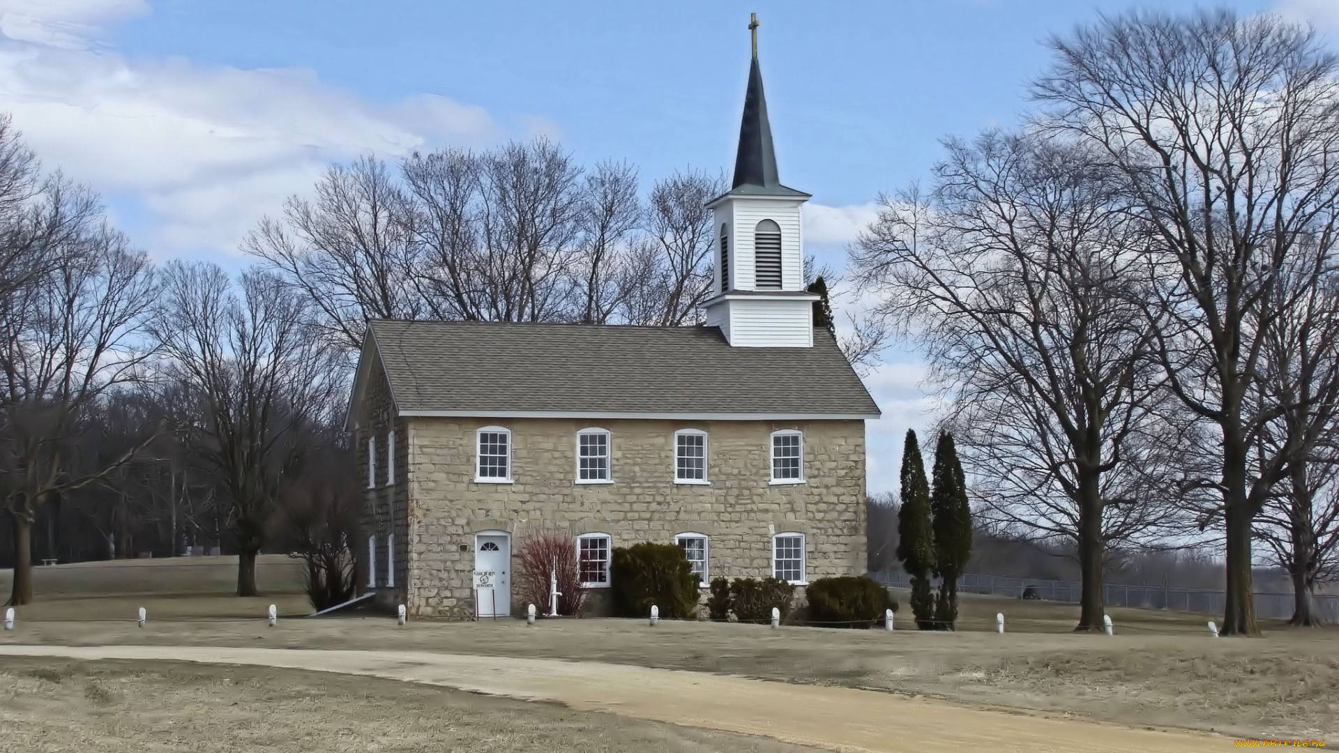 города, католические, соборы, костелы, аббатства, деревья