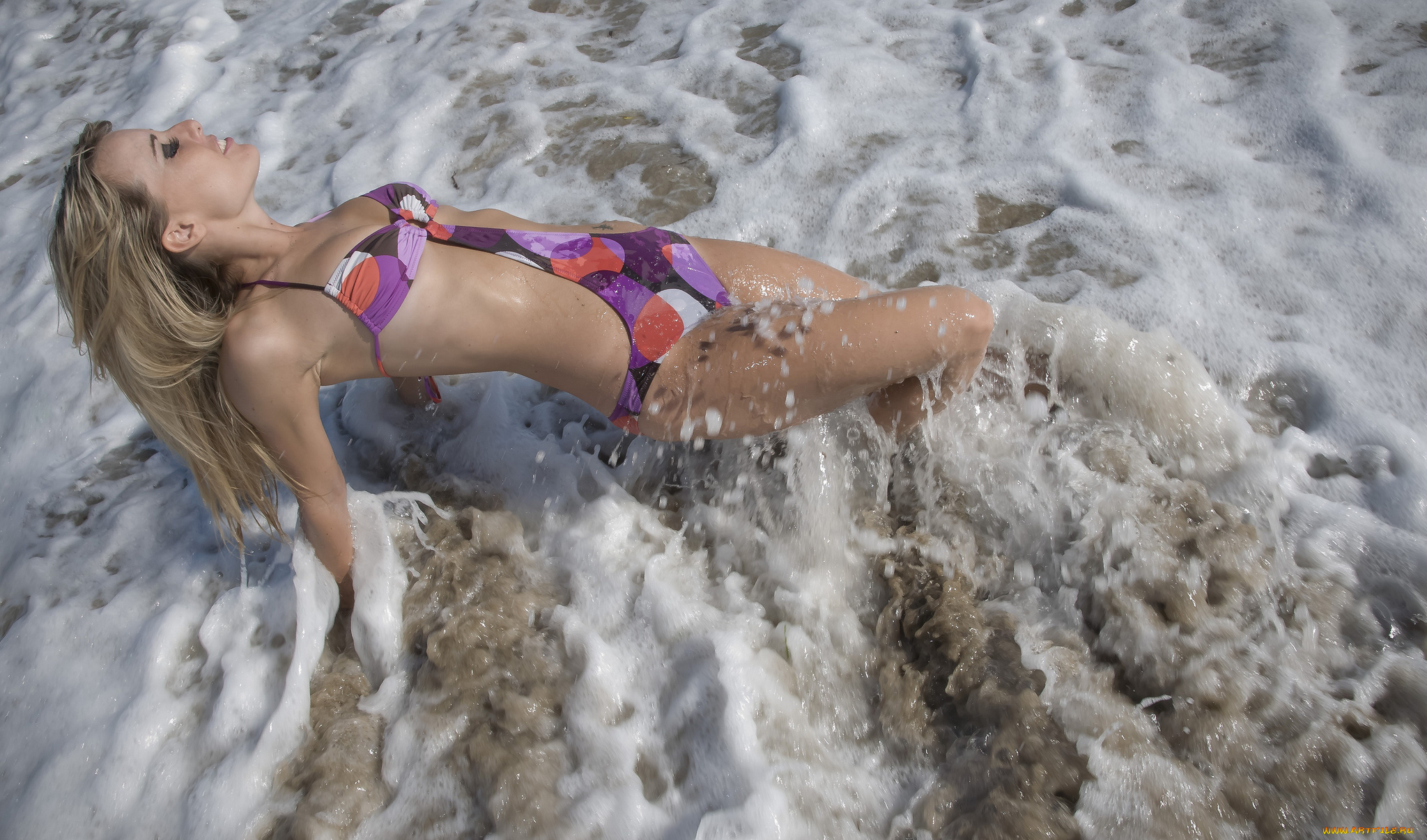 Jessica, Garcia, девушки, купальник, море, пена