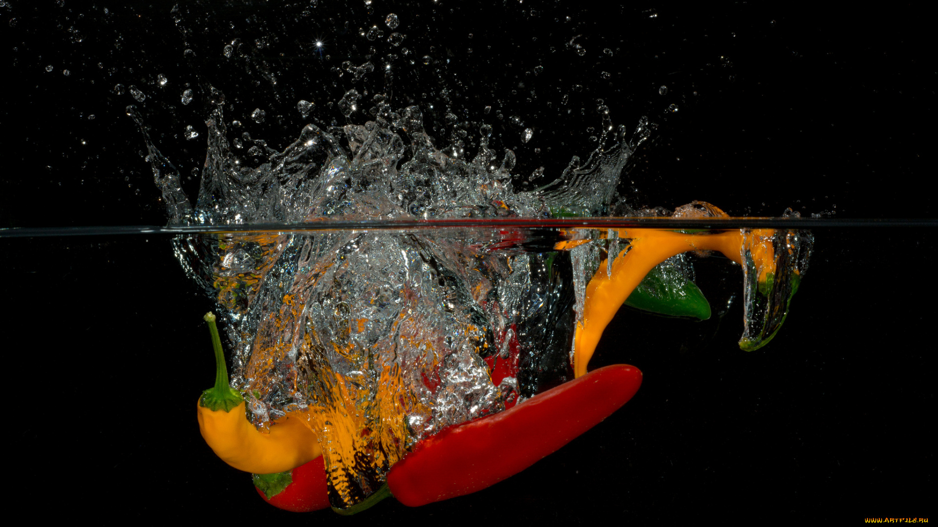 еда, перец, пузыри, вода, овощи