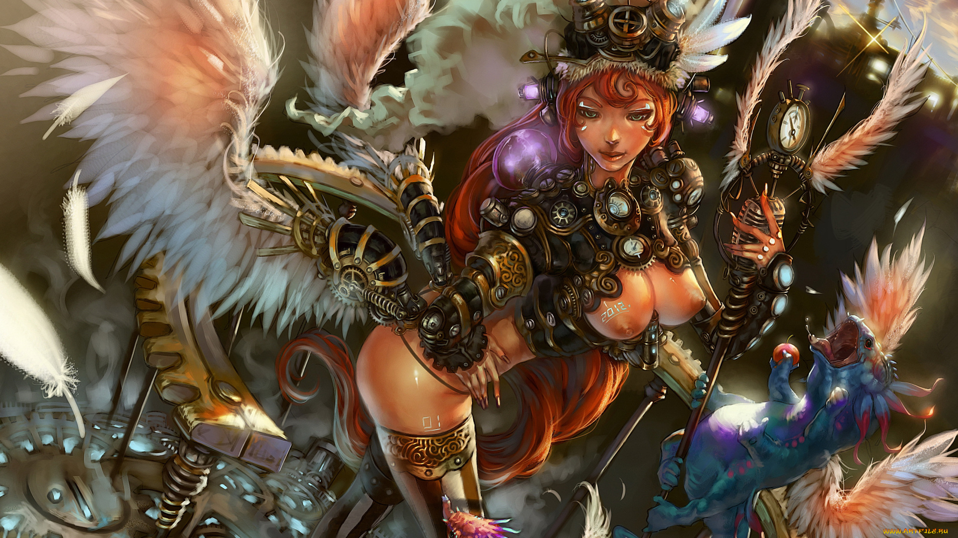 фэнтези, красавицы, и, чудовища, монстры, жест, девушка, взгляд, костюм, крылья, грудь