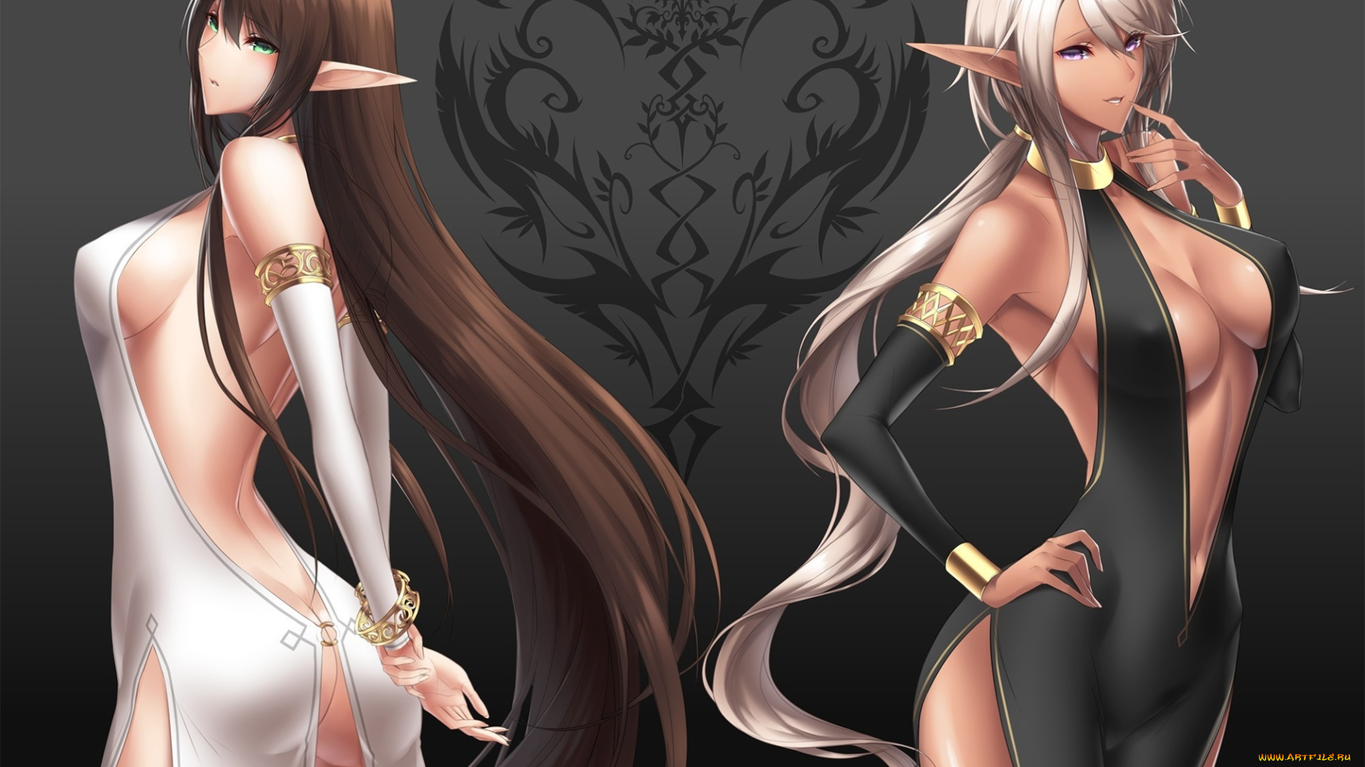 pixiv, fantasia, , sword, regalia, аниме, наряд, девушки, эльфийки