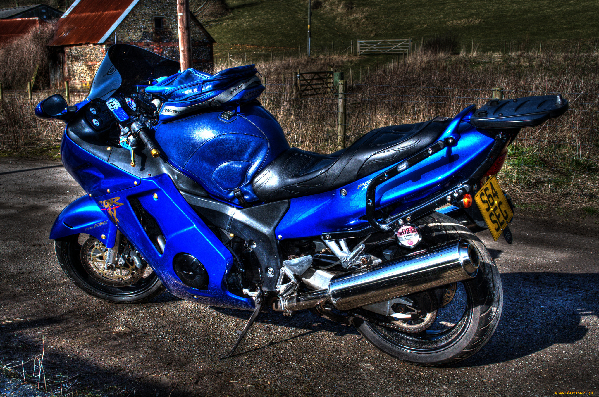 мотоциклы, honda, байк, дорога, синий