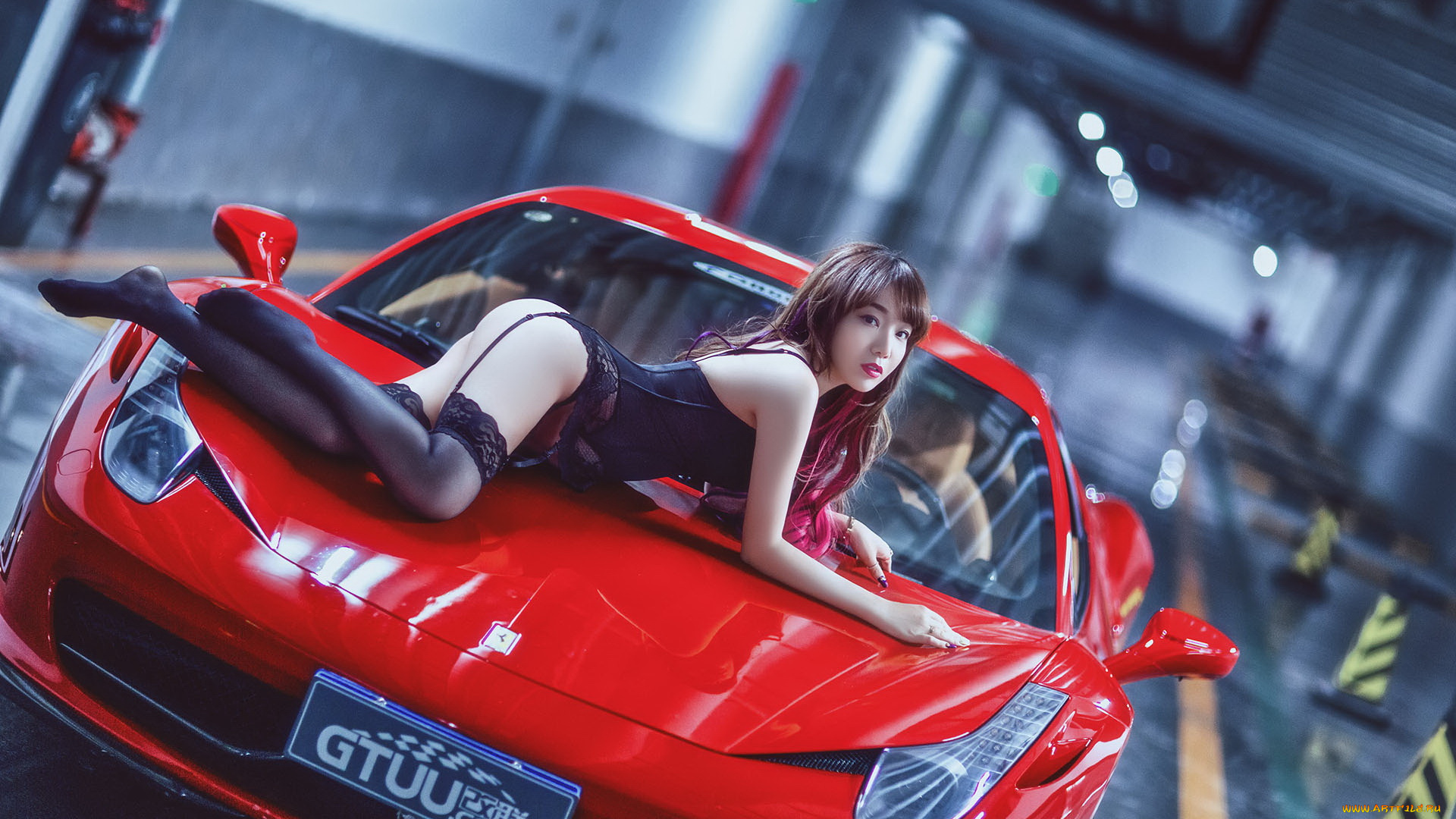 автомобили, -авто, с, девушками, азиатка, автомобиль, фон, взгляд, девушка